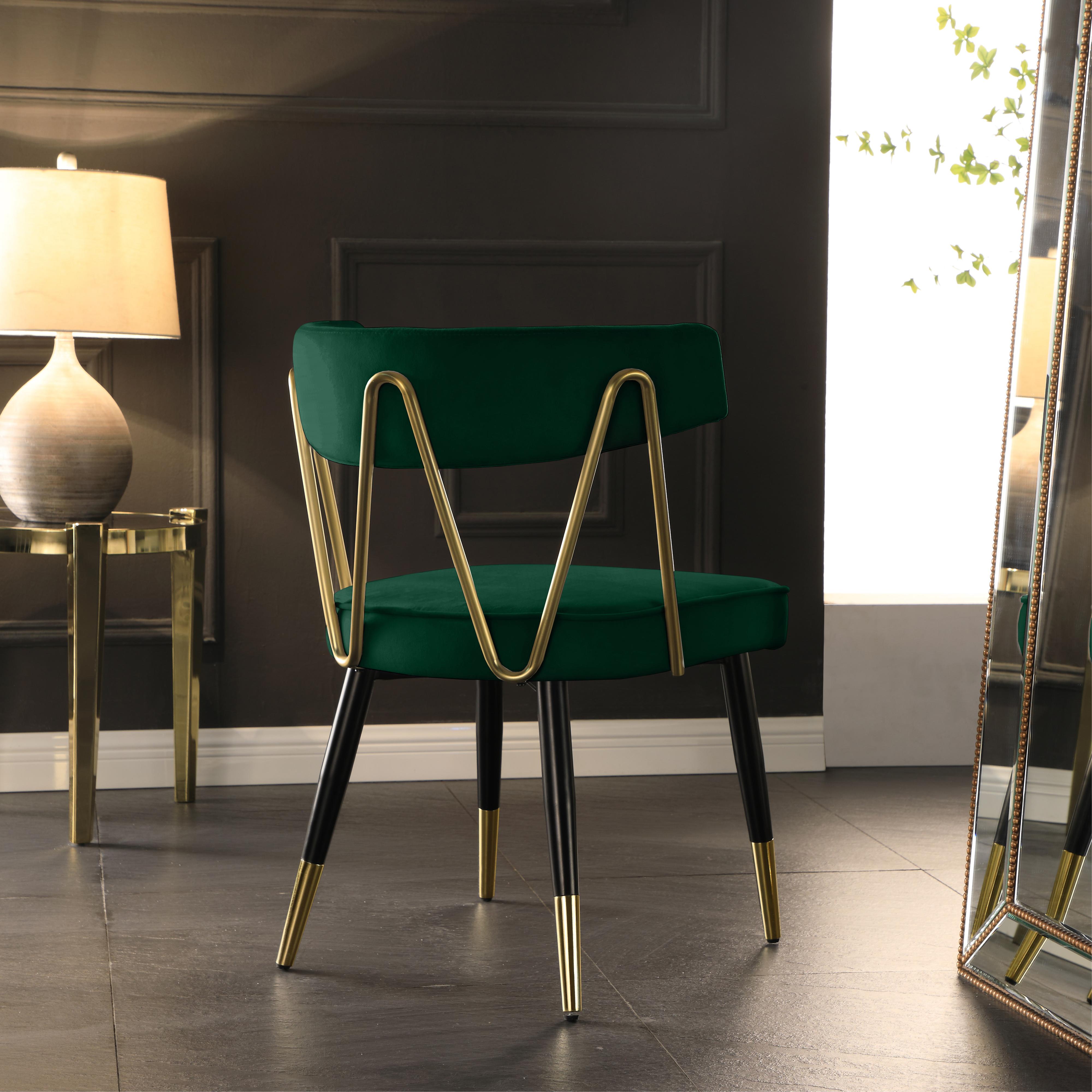 Meridian Rheingold Green Velvet Dining Chair