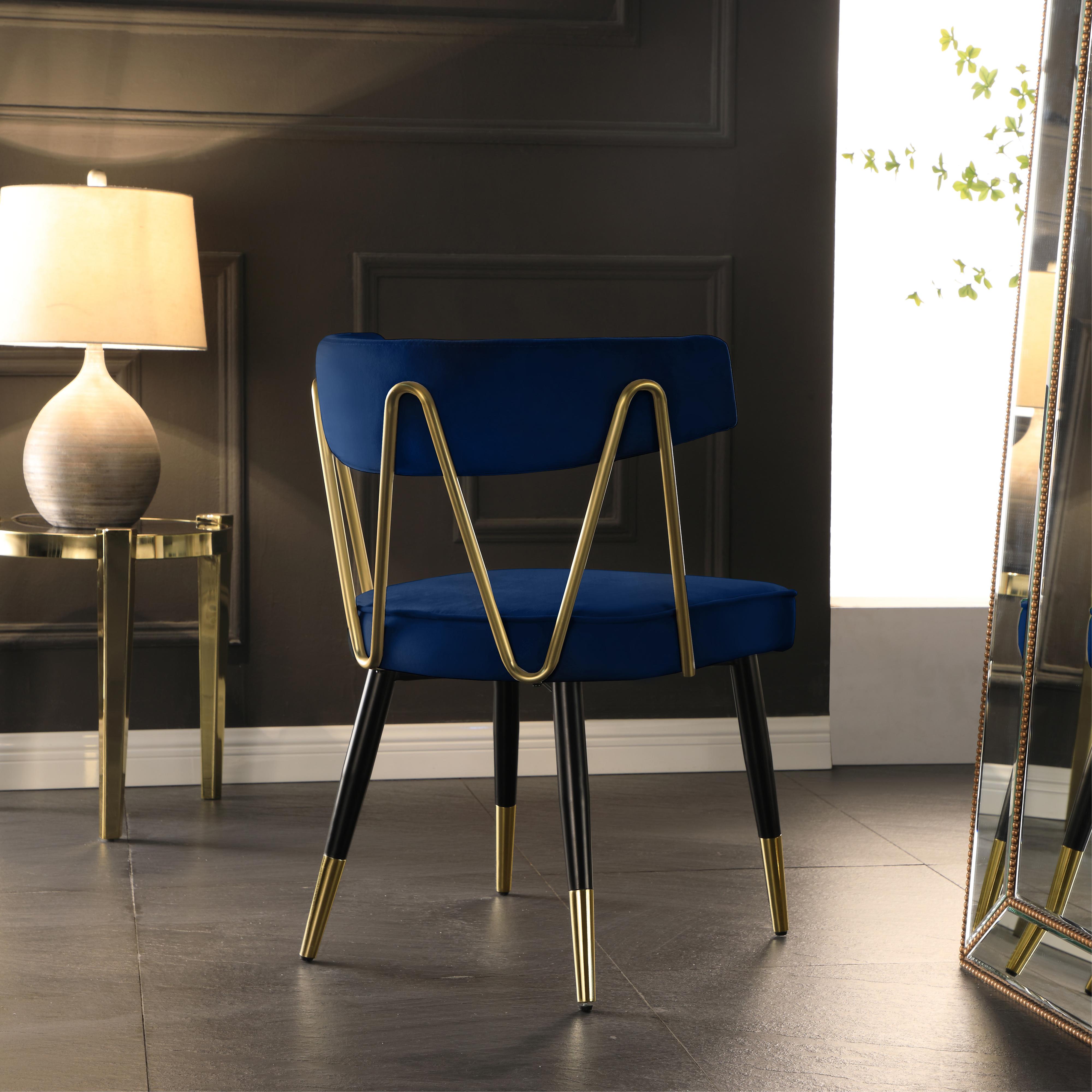 Meridian Rheingold Navy Velvet Dining Chair