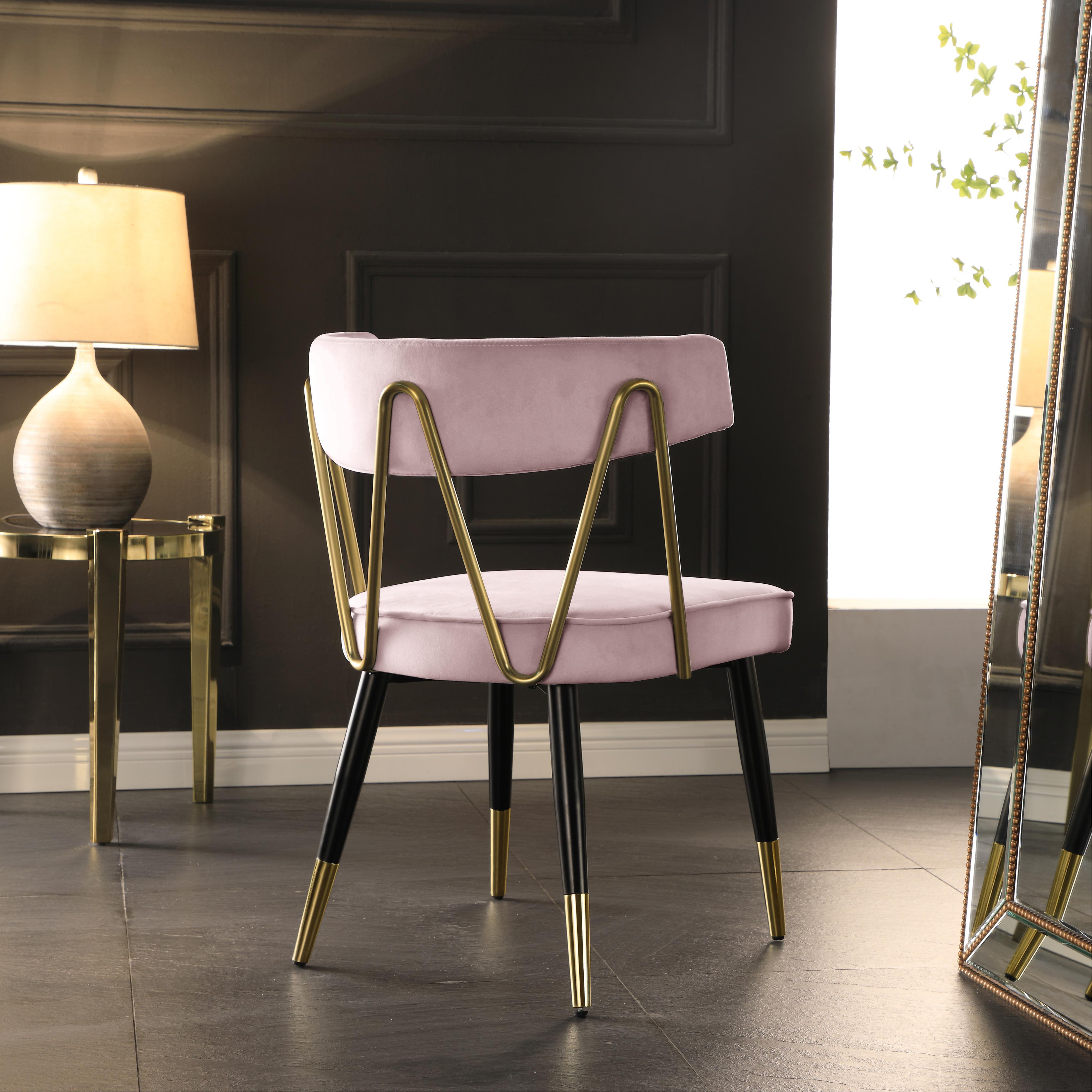 Meridian Rheingold Pink Velvet Dining Chair