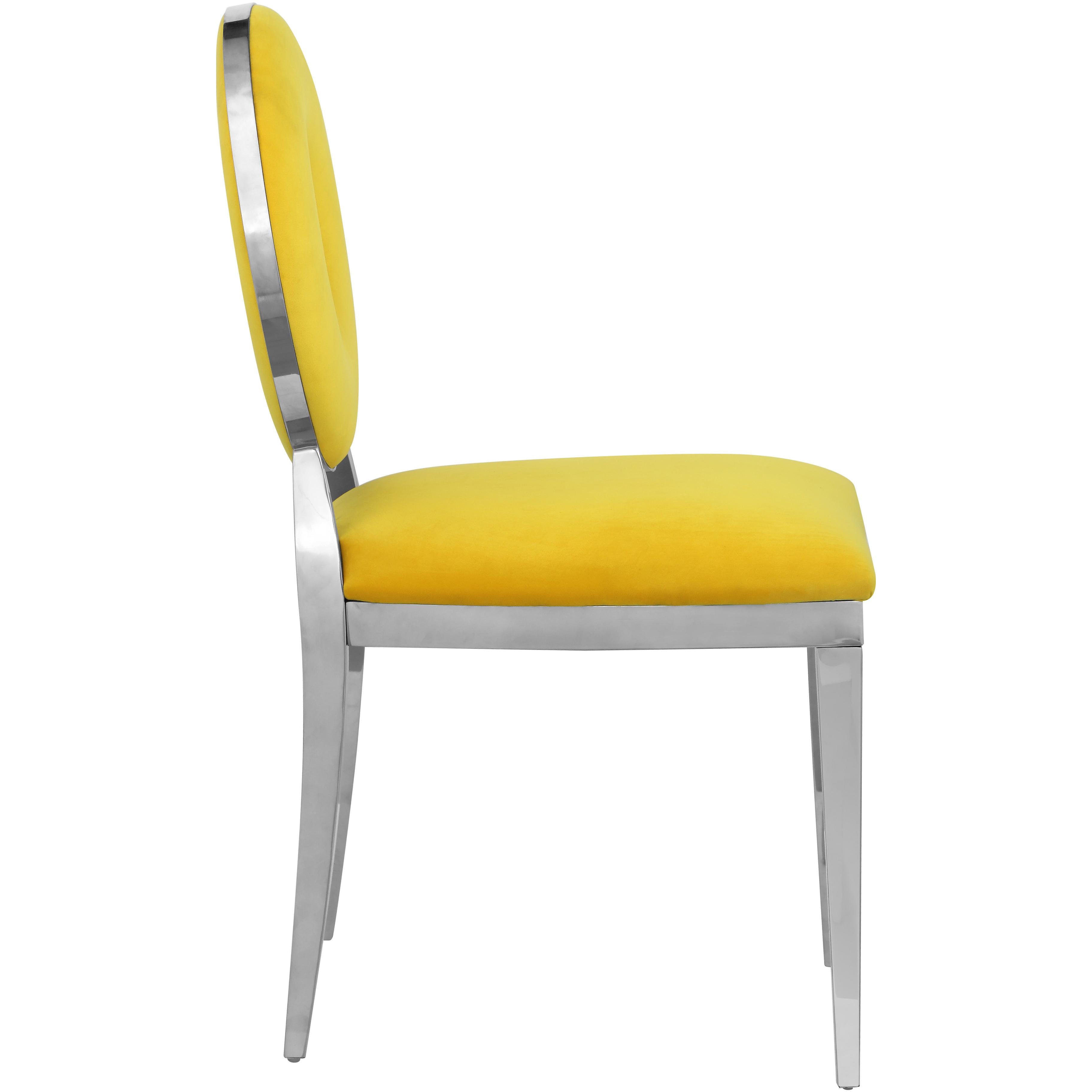 Meridian Carousel Yellow Velvet Dining Chair