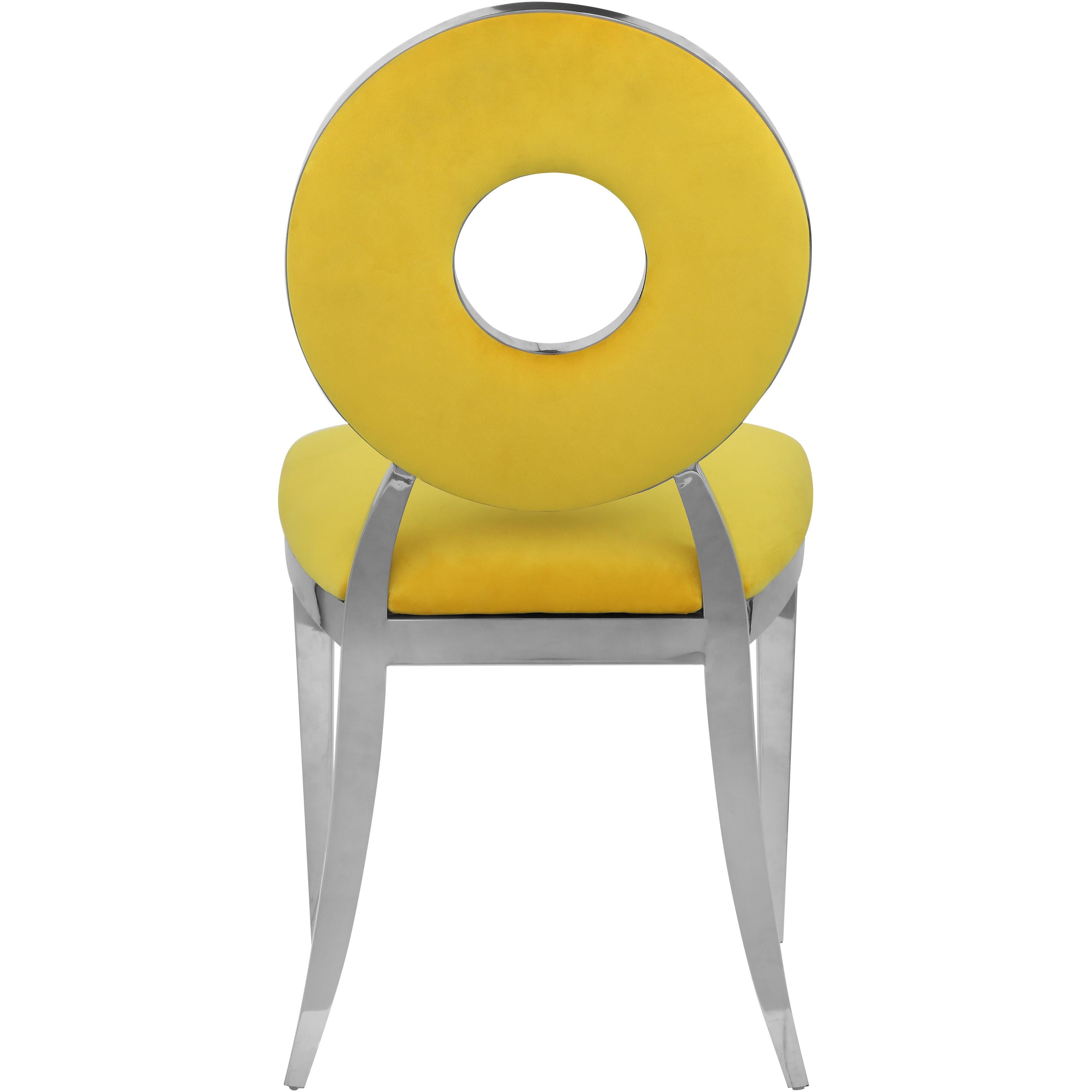 Meridian Carousel Yellow Velvet Dining Chair