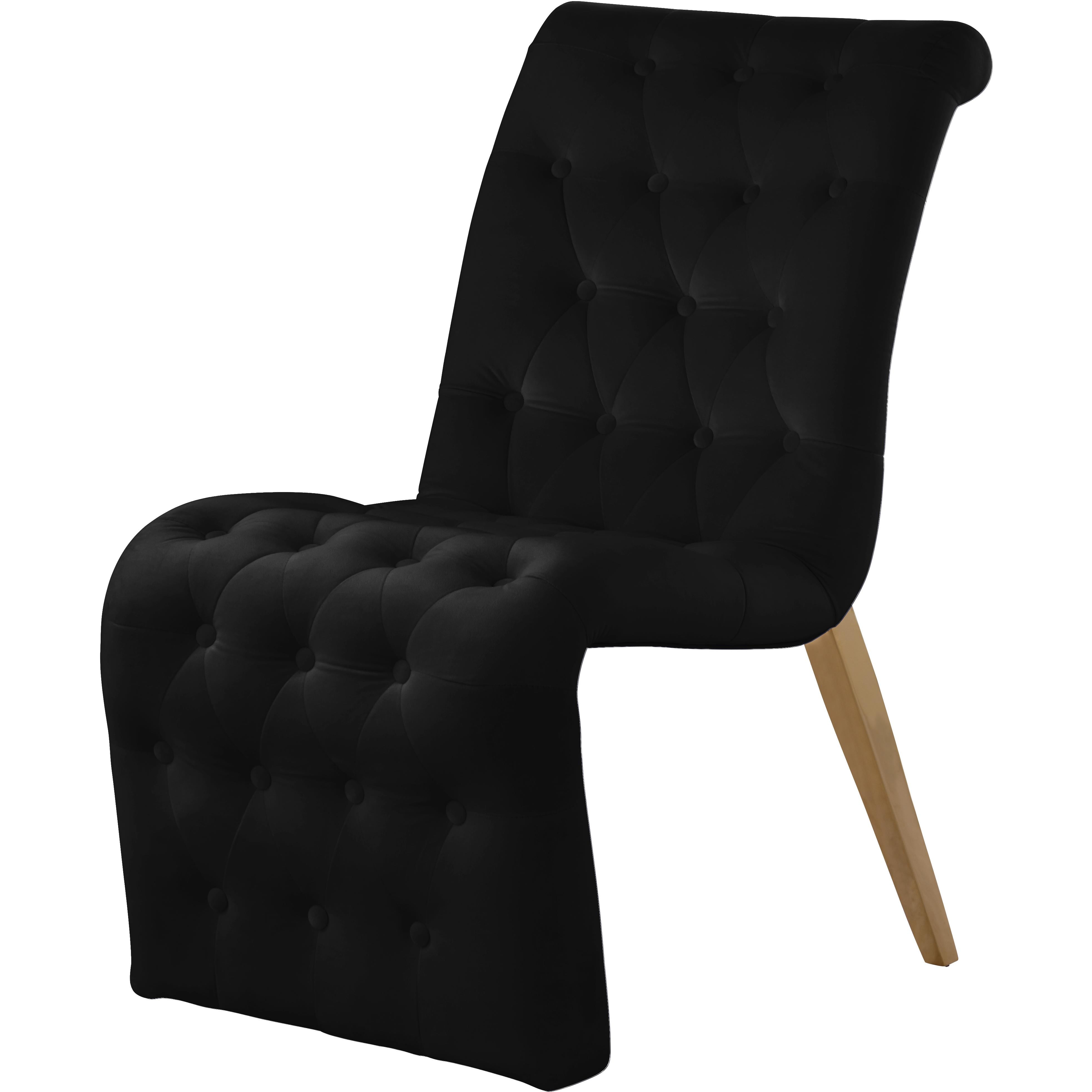 Meridian Curve Black Velvet Dining Chair
