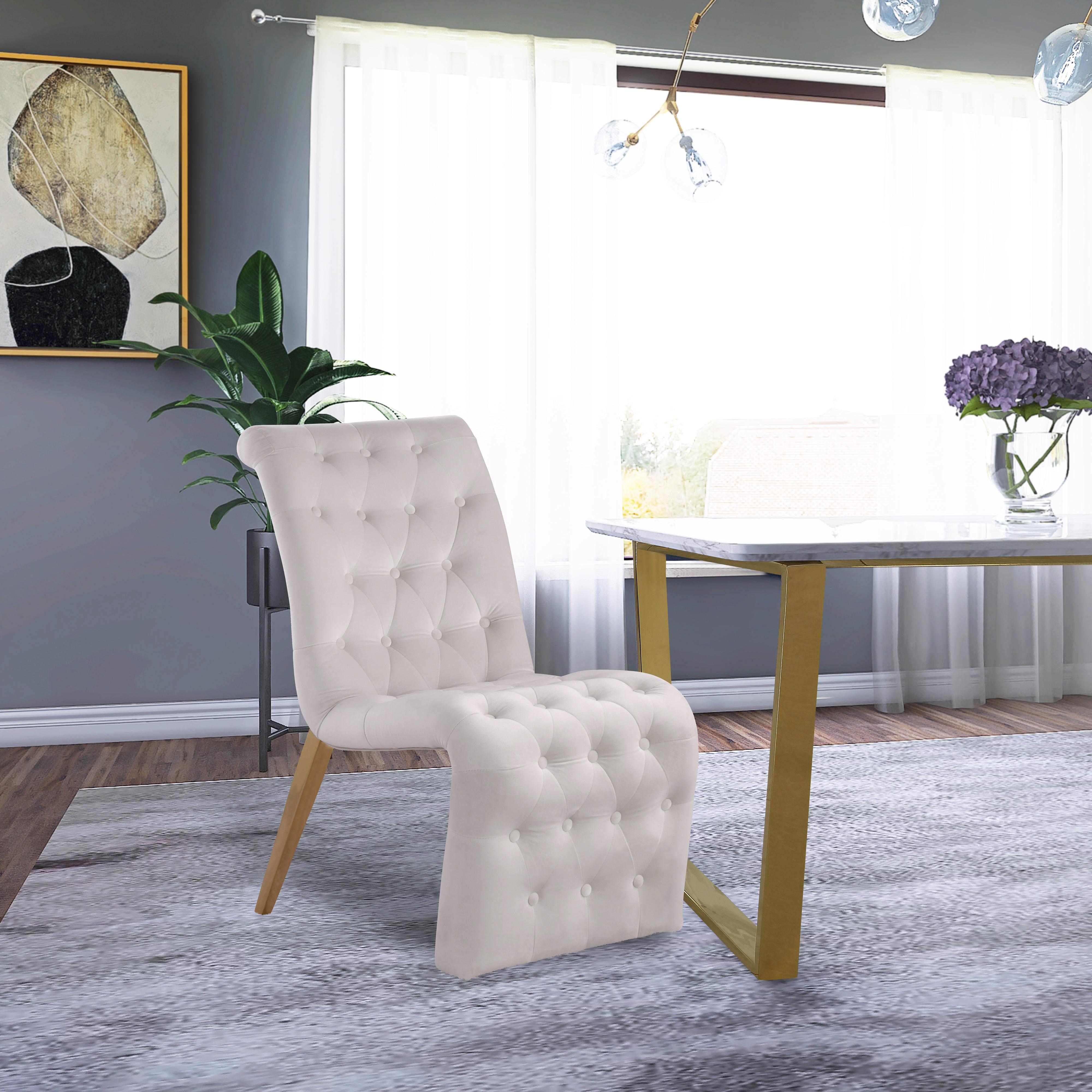 Meridian Curve Cream Velvet Dining Chair