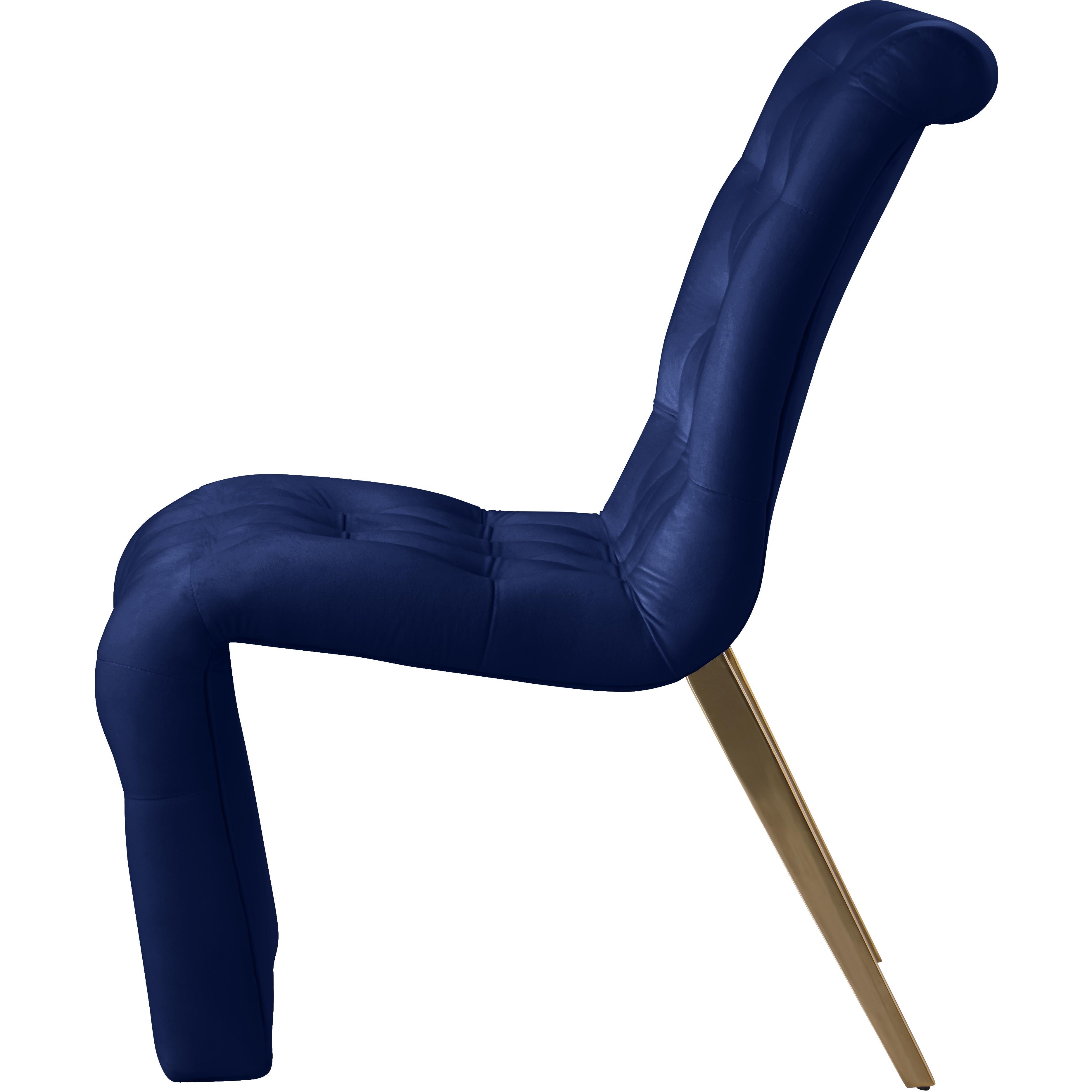 Meridian Curve Navy Velvet Dining Chair