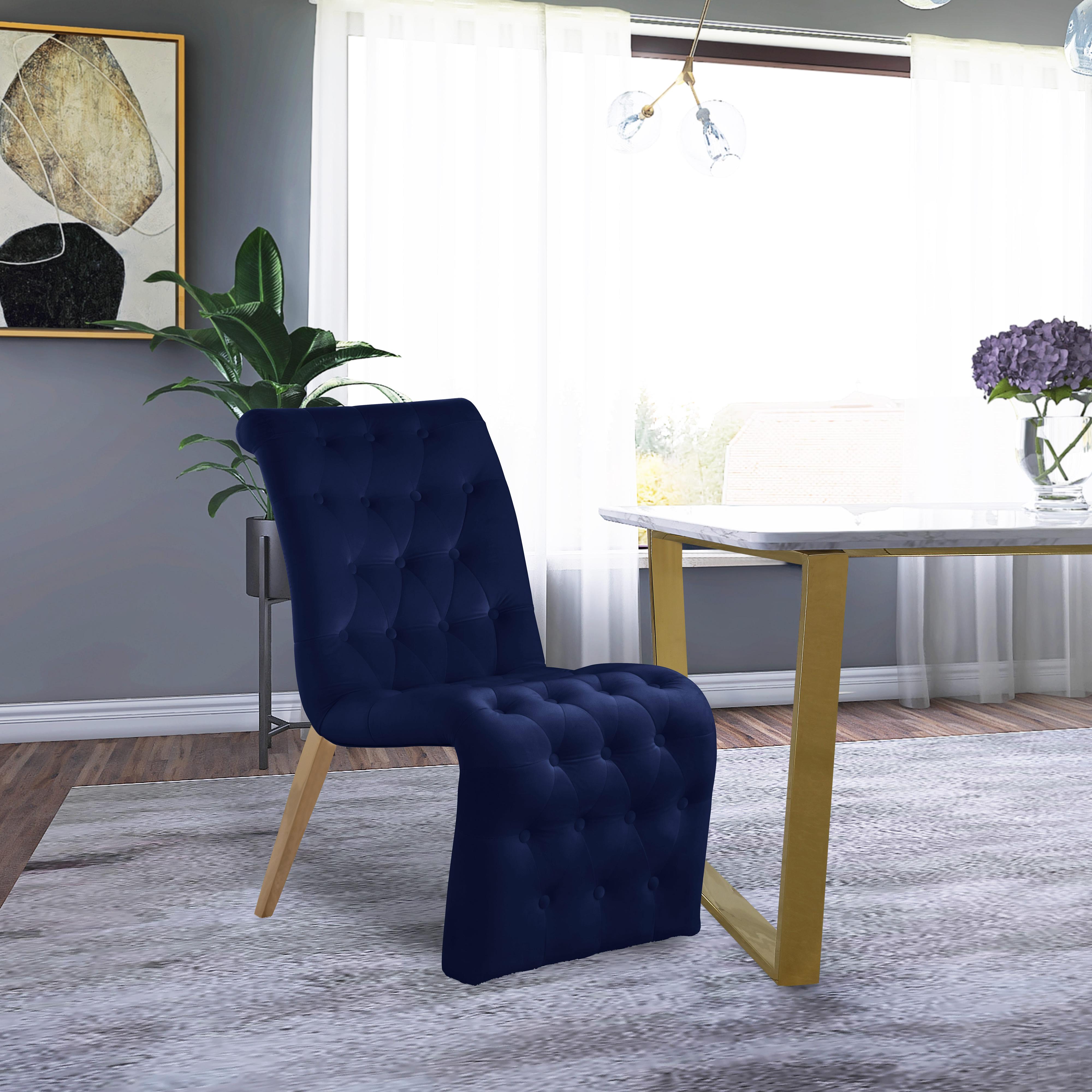 Meridian Curve Navy Velvet Dining Chair