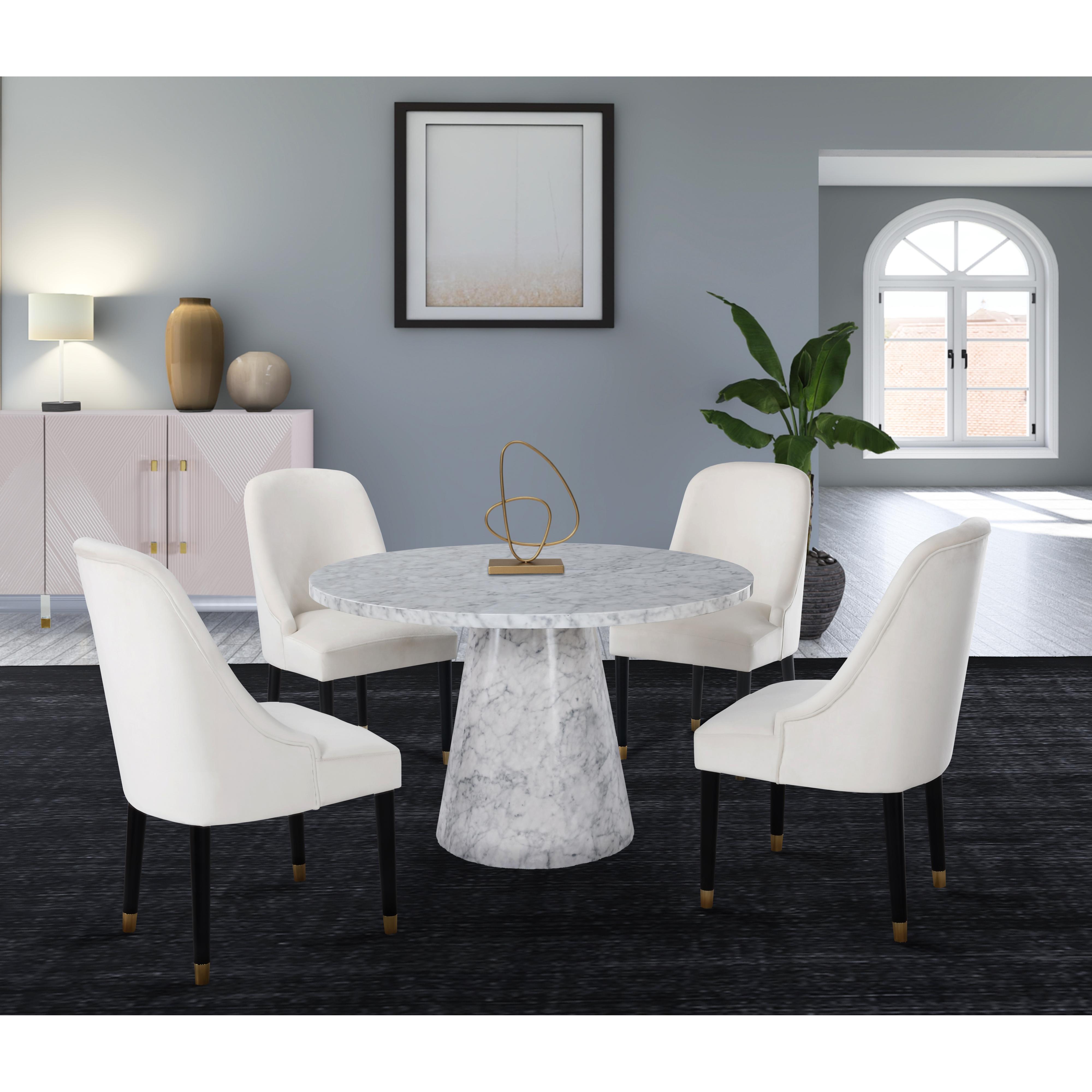 Meridian Omni White Faux Marble Dining Table