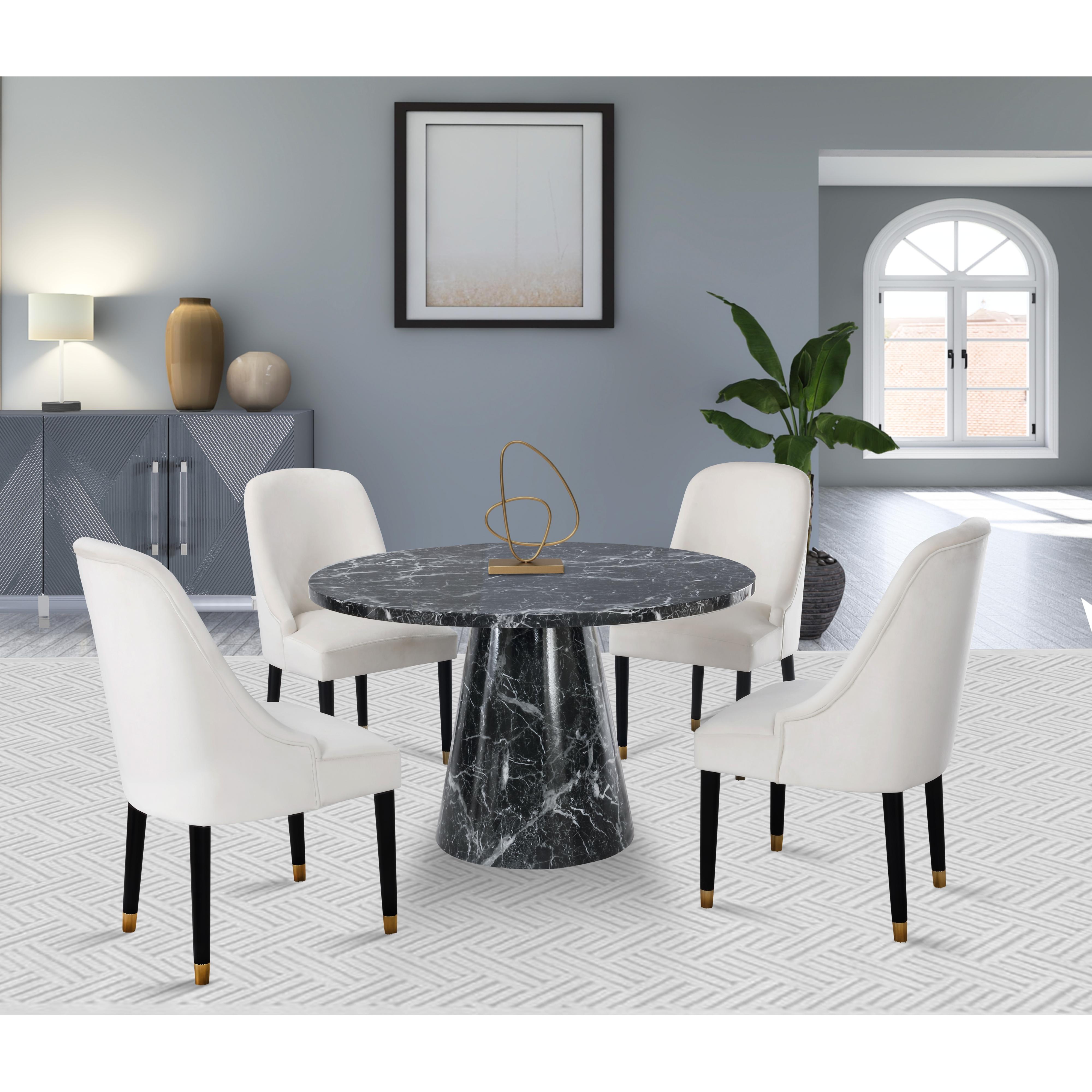 Meridian Omni Black Faux Marble Dining Table