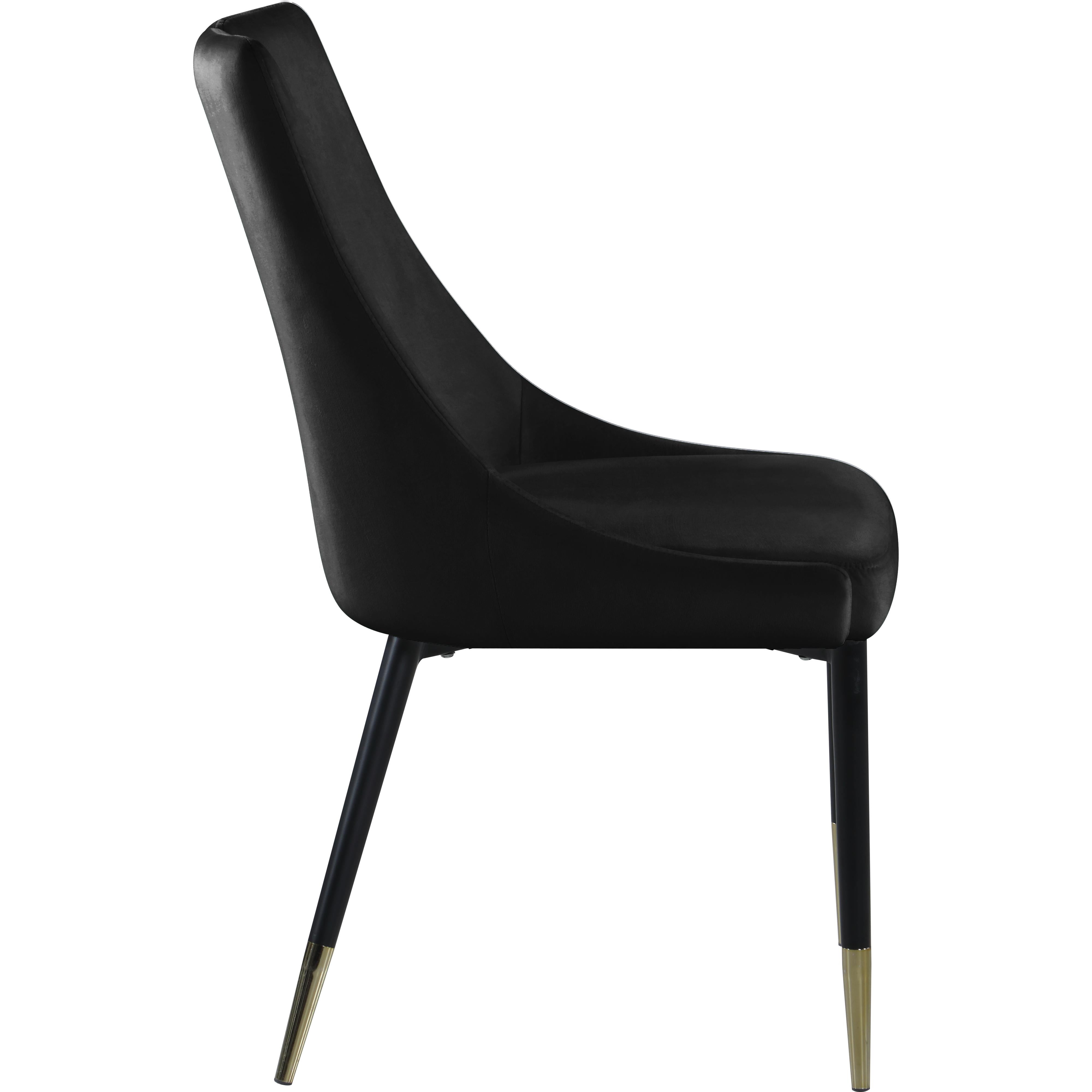 Meridian Sleek Black Velvet Dining Chair