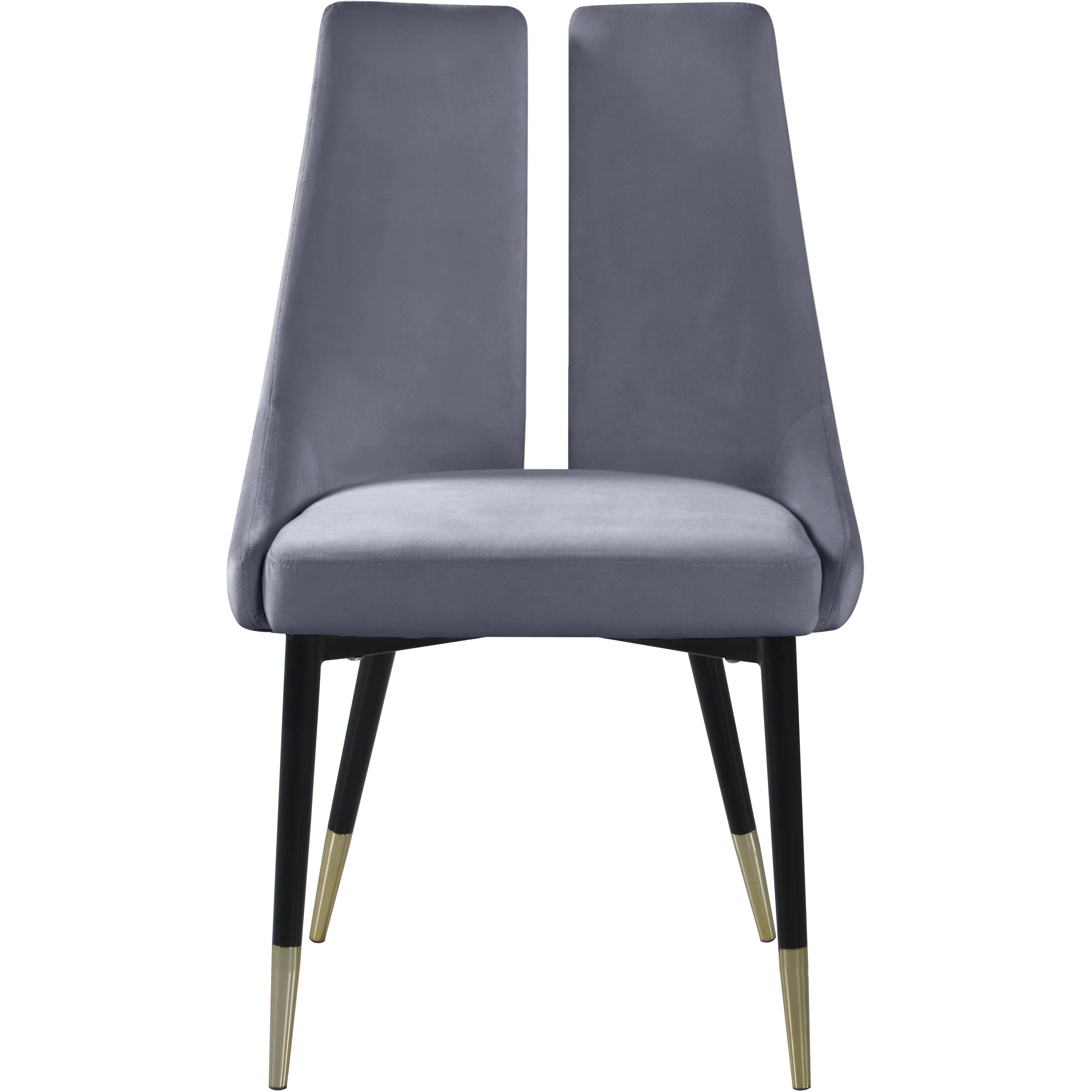 Meridian Sleek Grey Velvet Dining Chair