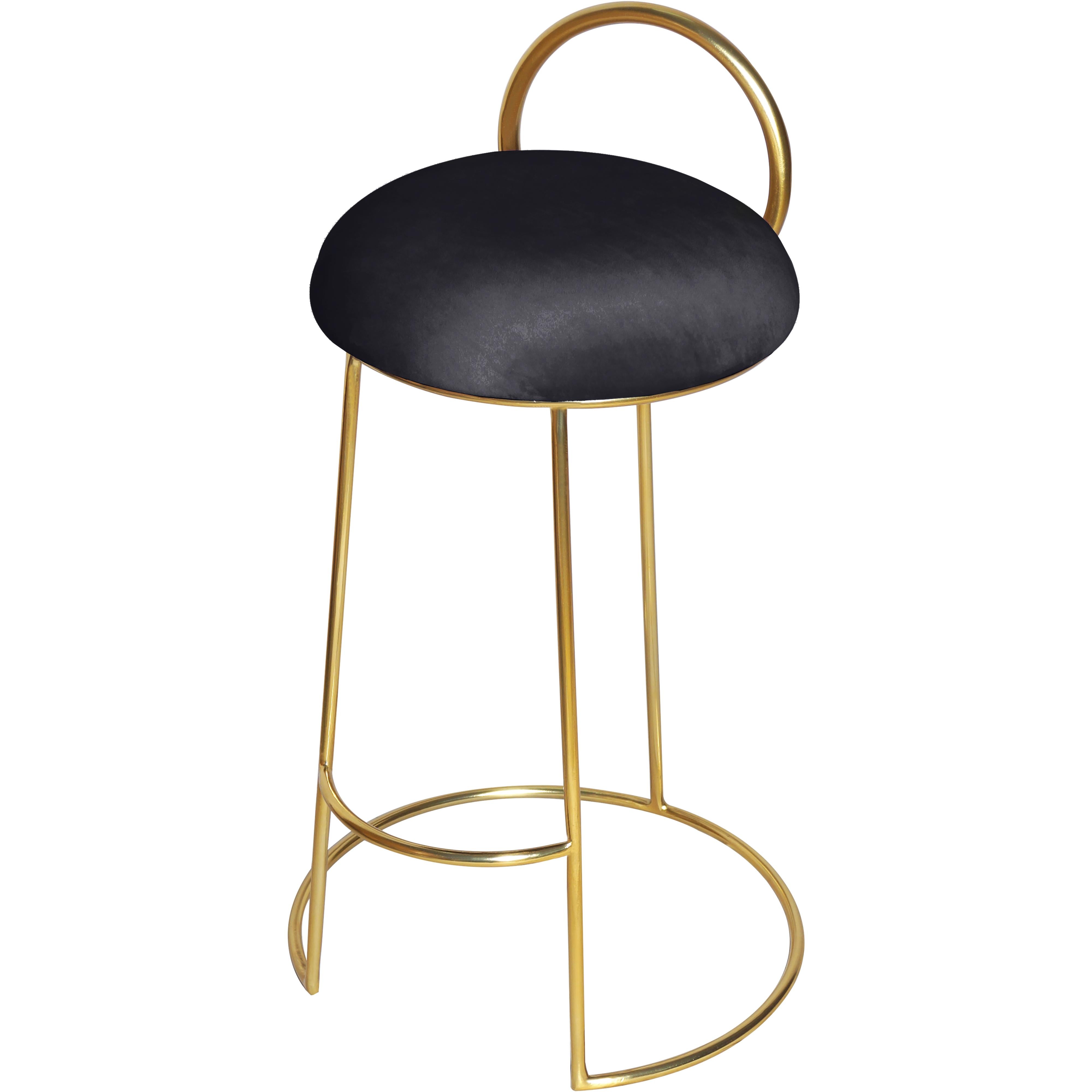Meridian Ring Black Velvet Counter Stool
