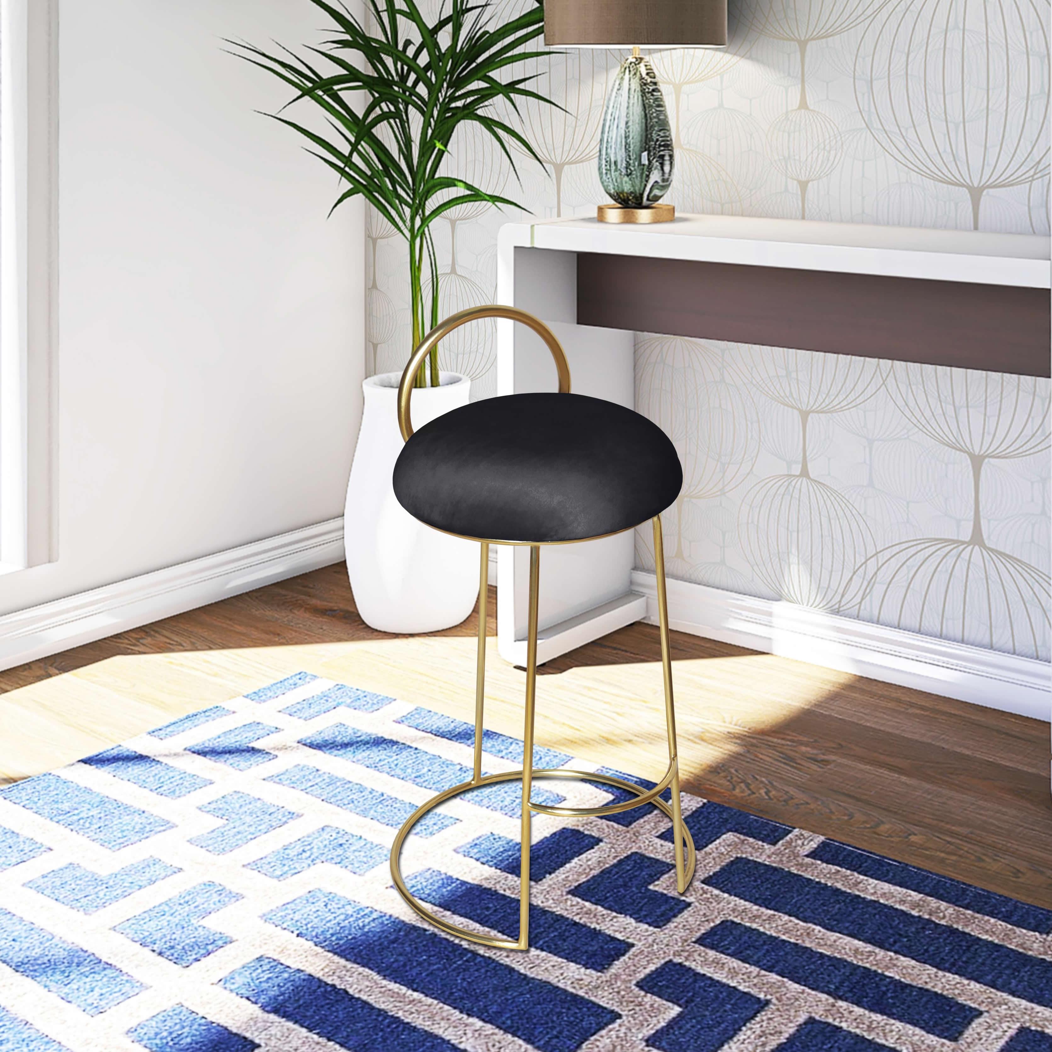 Meridian Ring Black Velvet Counter Stool