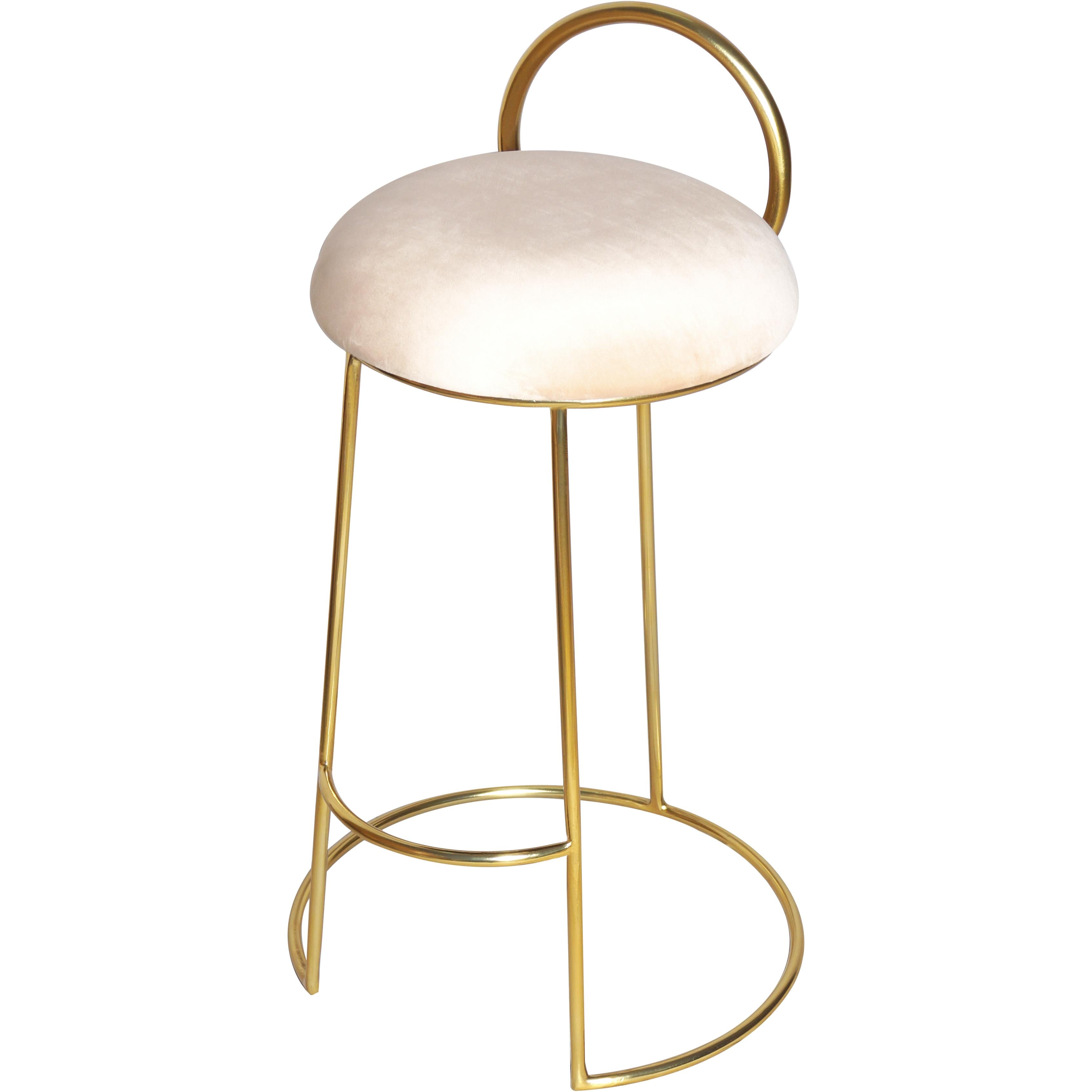 Meridian Ring Cream Velvet Counter Stool