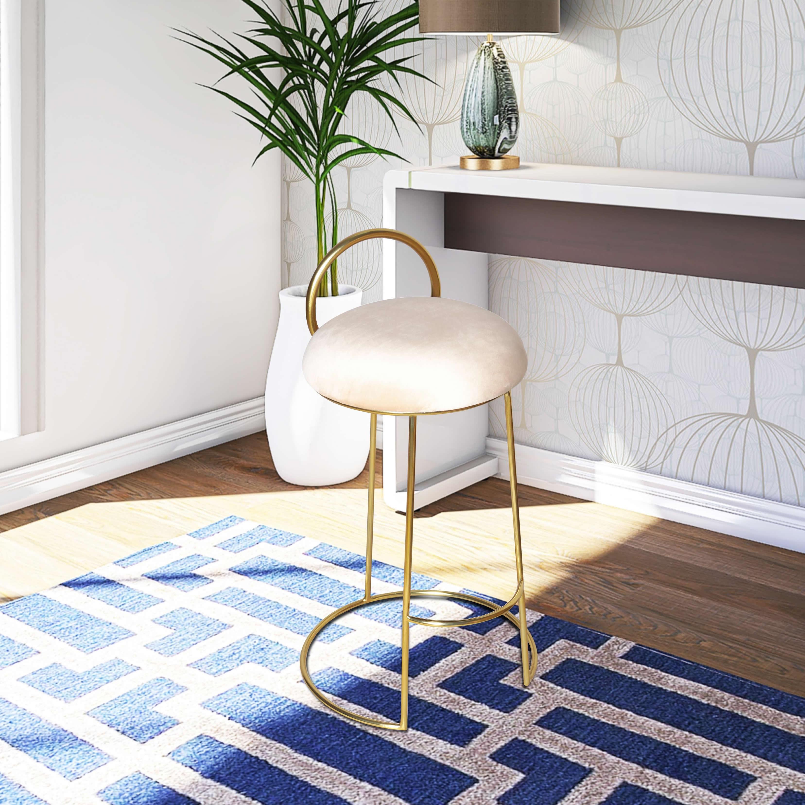 Meridian Ring Cream Velvet Counter Stool