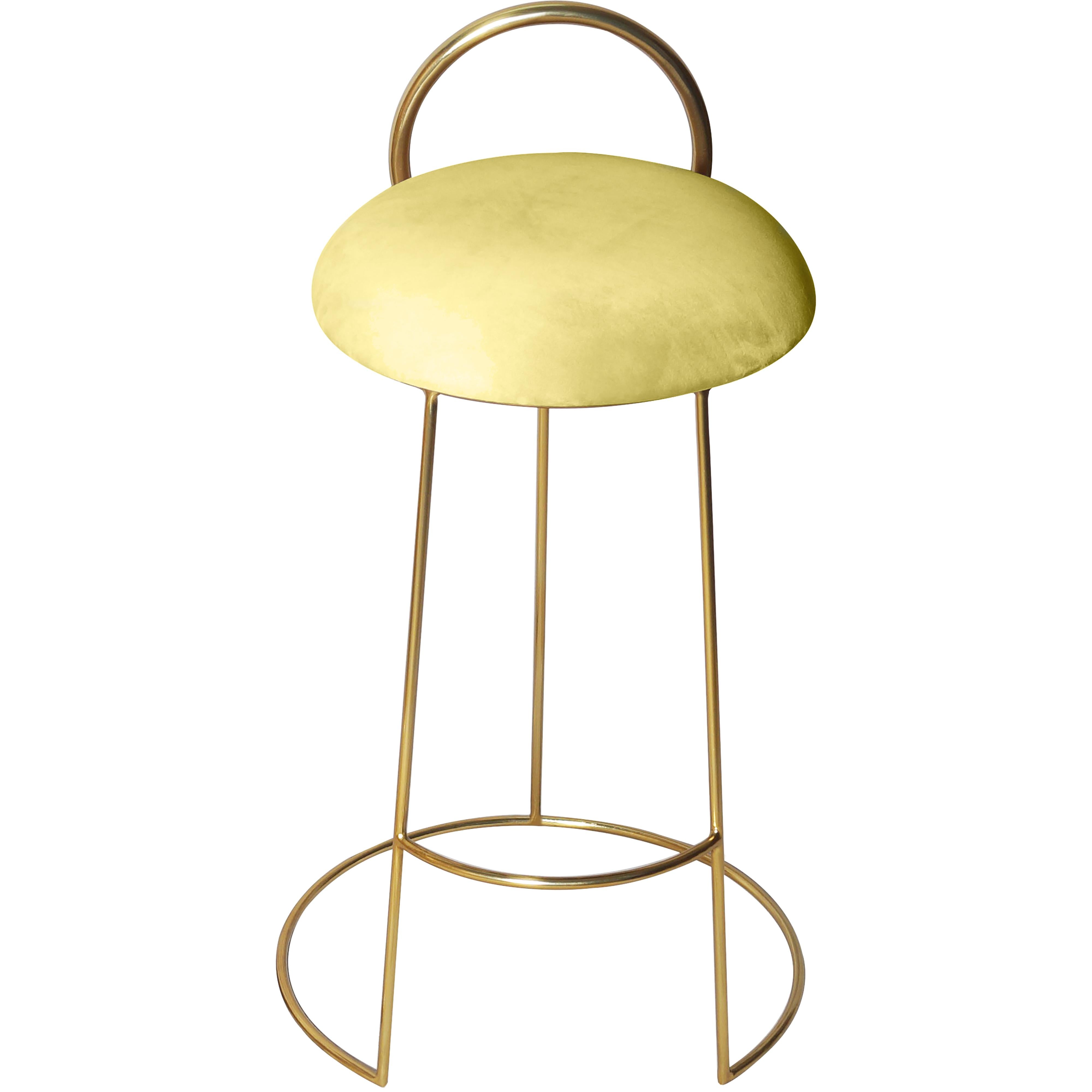 Meridian Ring Yellow Velvet Counter Stool