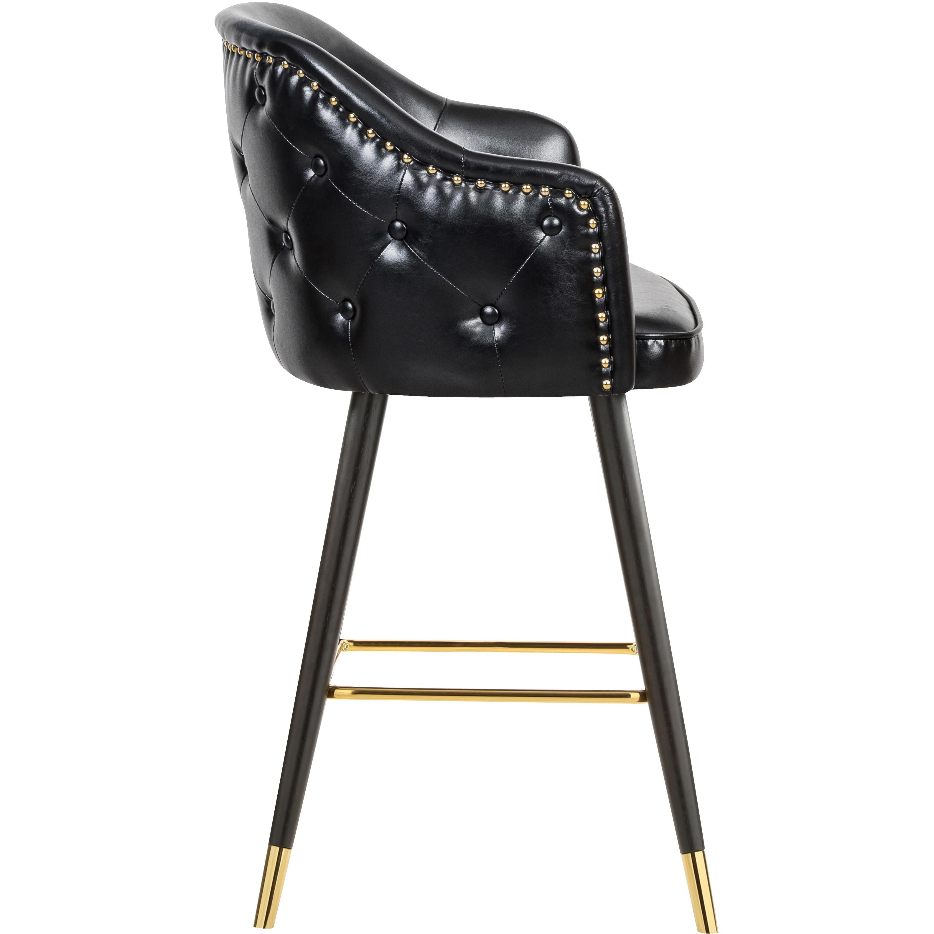 Meridian Barbosa Black Vegan Leather Counter/Bar Stool