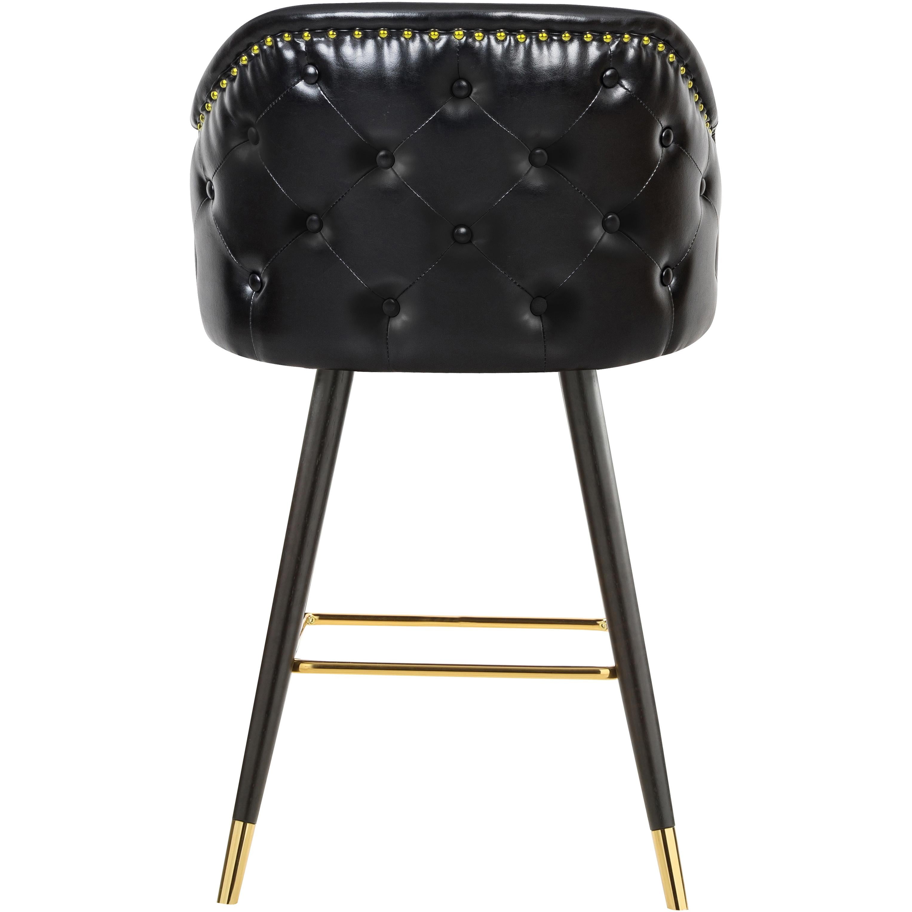 Meridian Barbosa Black Vegan Leather Counter/Bar Stool
