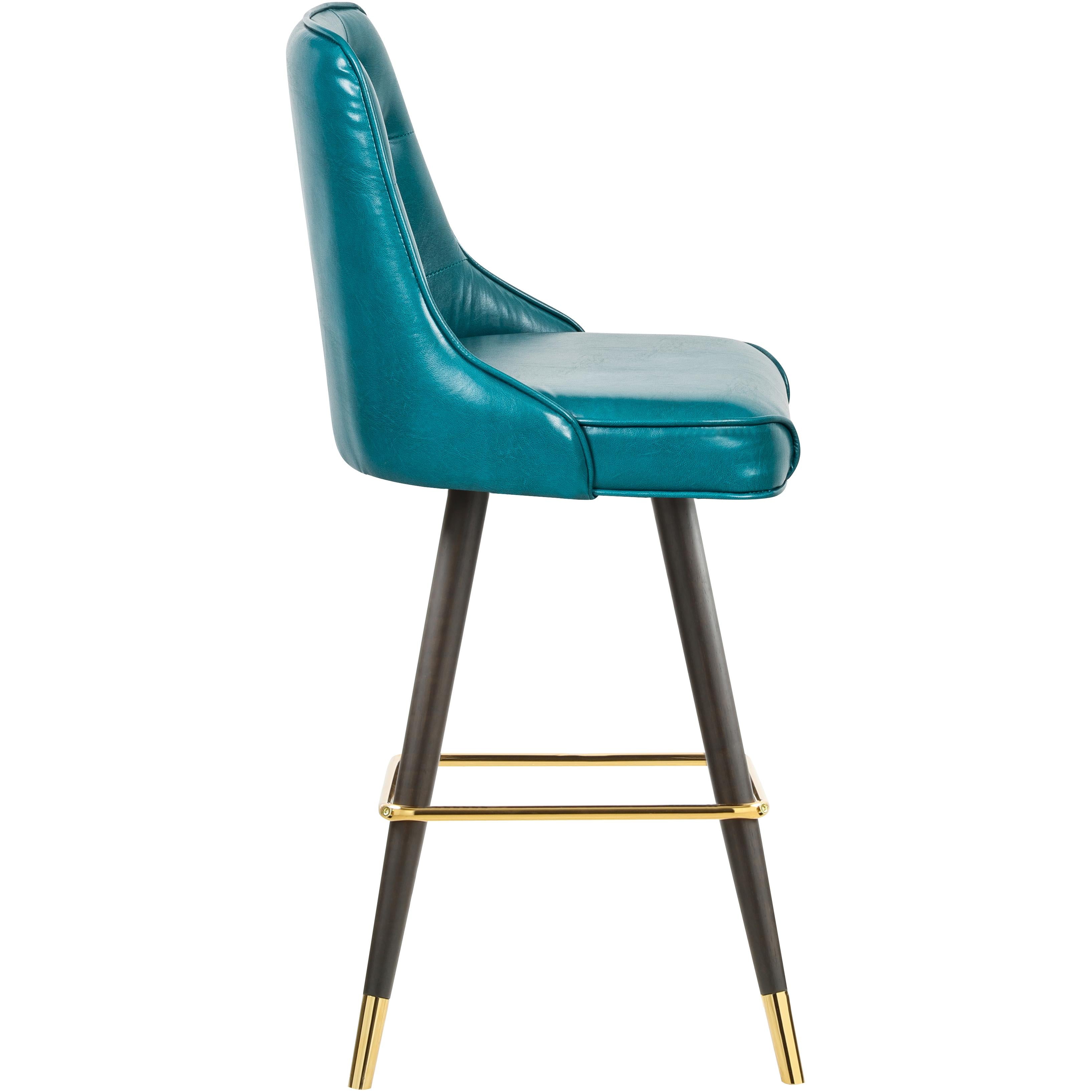 Meridian Portnoy Teal Vegan Leather Counter/Bar Stool