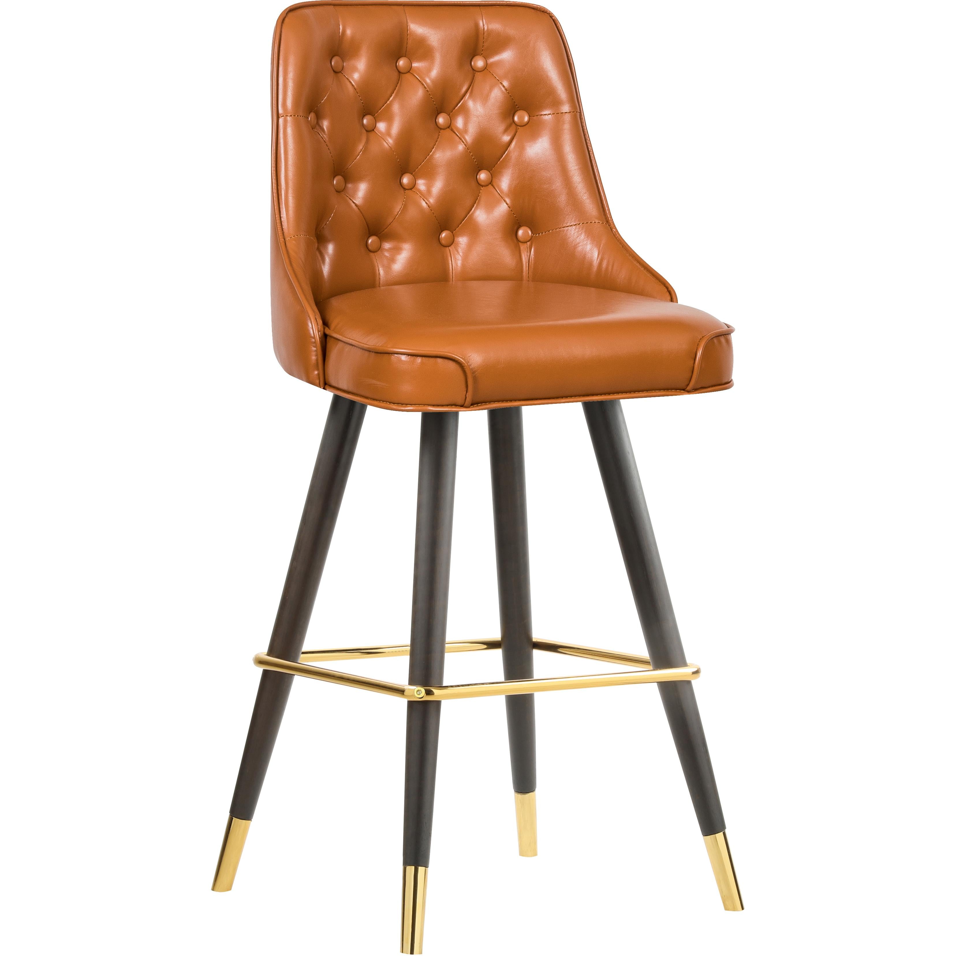 Meridian Portnoy Cognac Vegan Leather Counter/Bar Stool