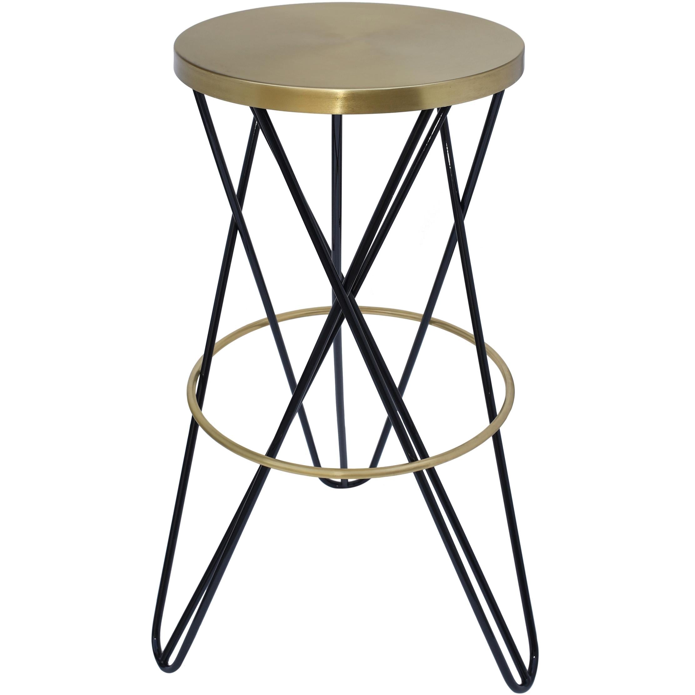 Meridian Mercury Black Iron Bar Stool