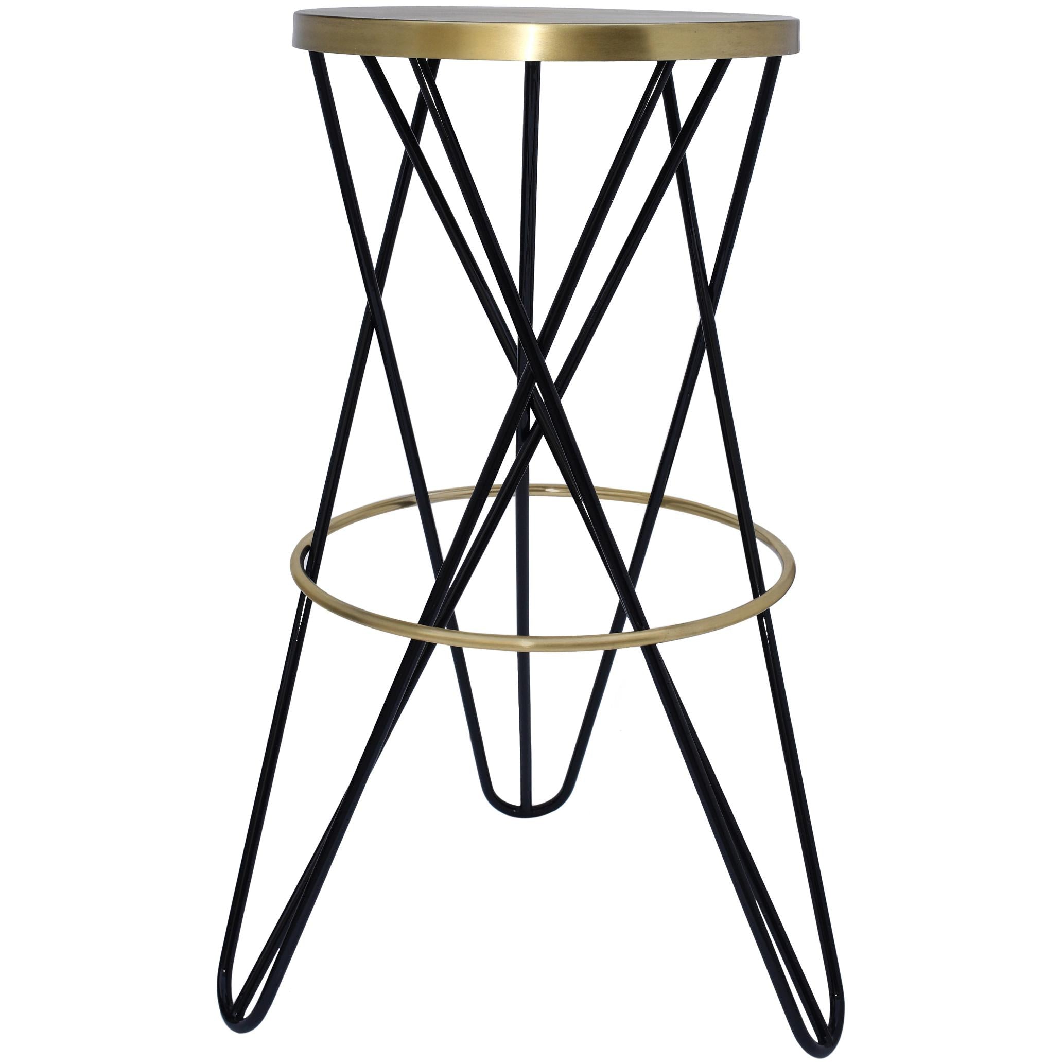 Meridian Mercury Black Iron Bar Stool