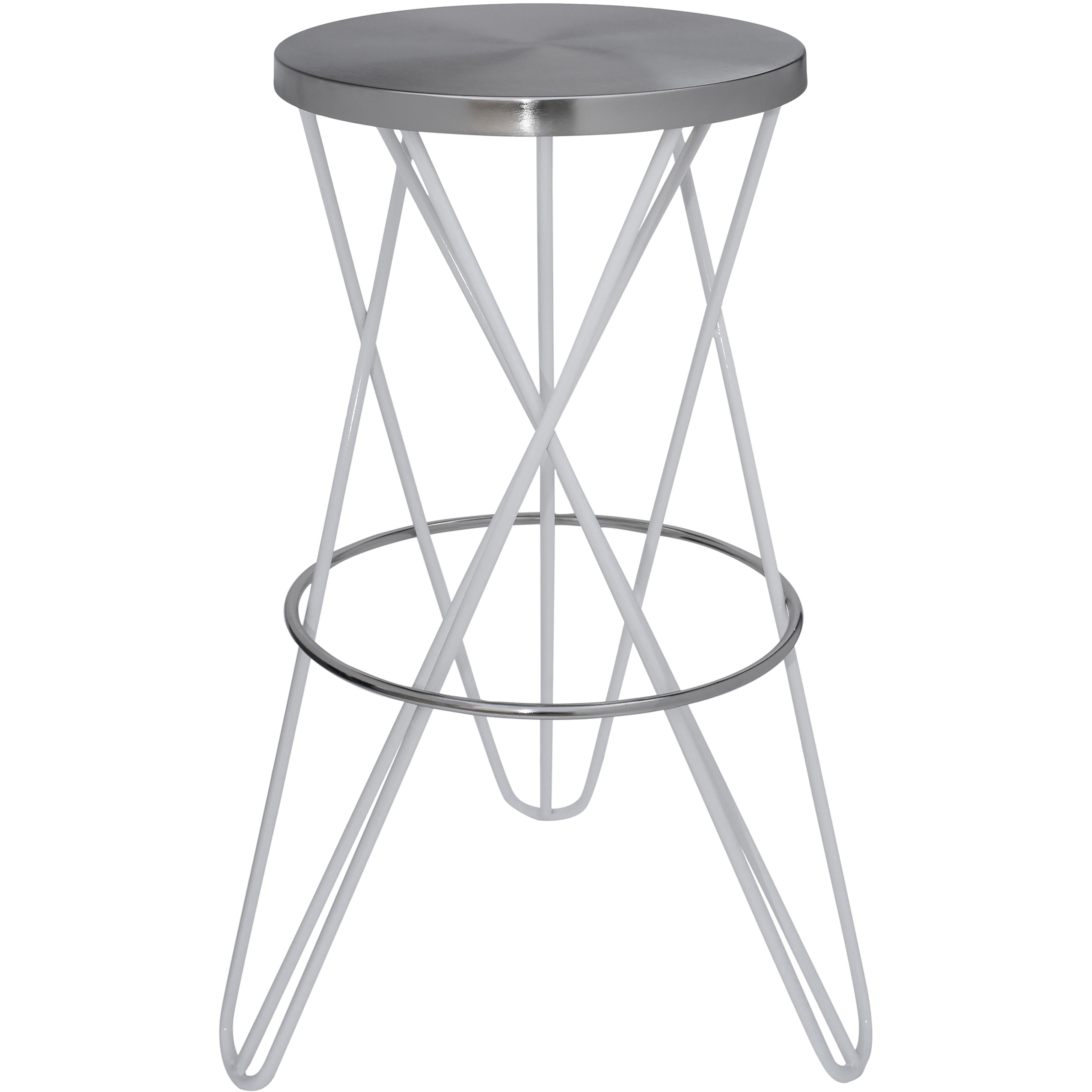 Meridian Mercury White Iron Bar Stool