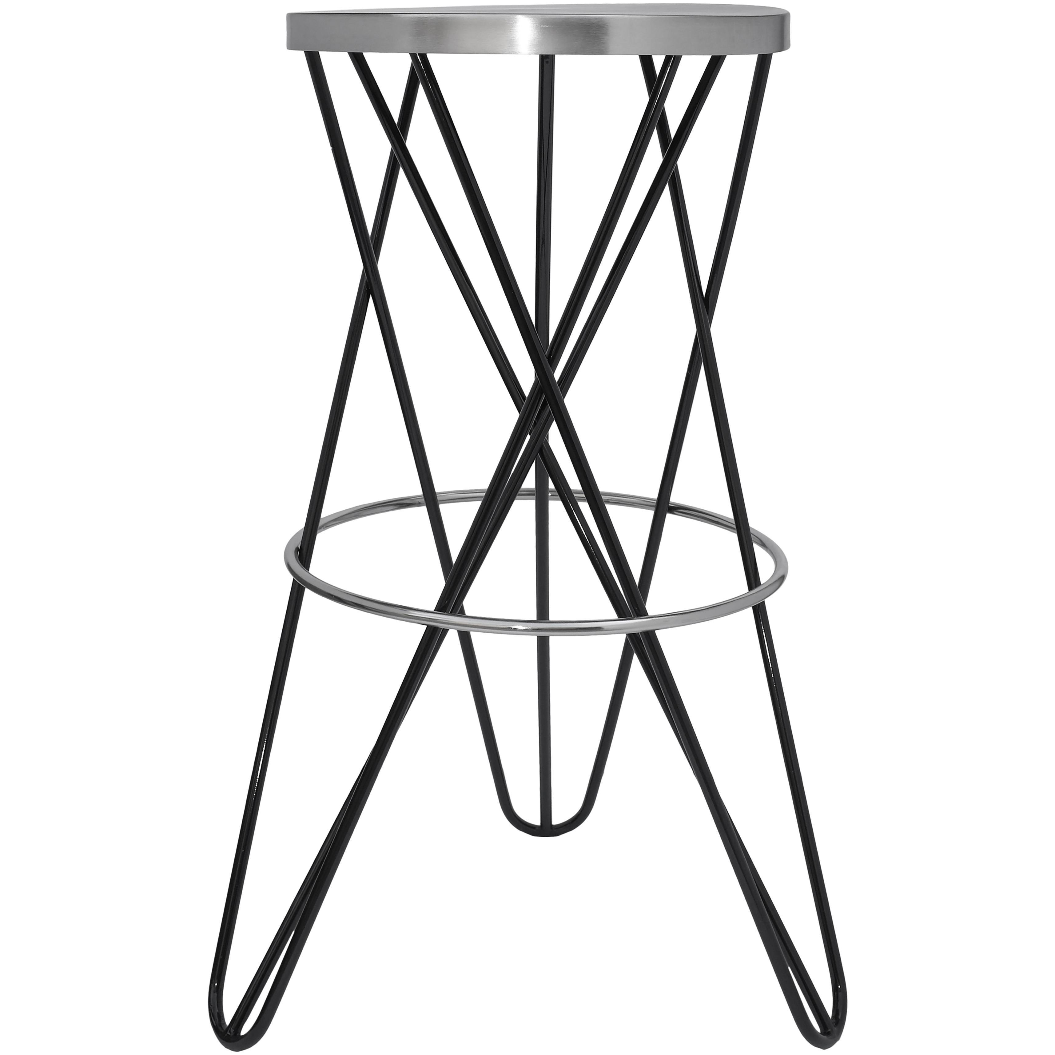 Meridian Mercury Black Iron Bar Stool