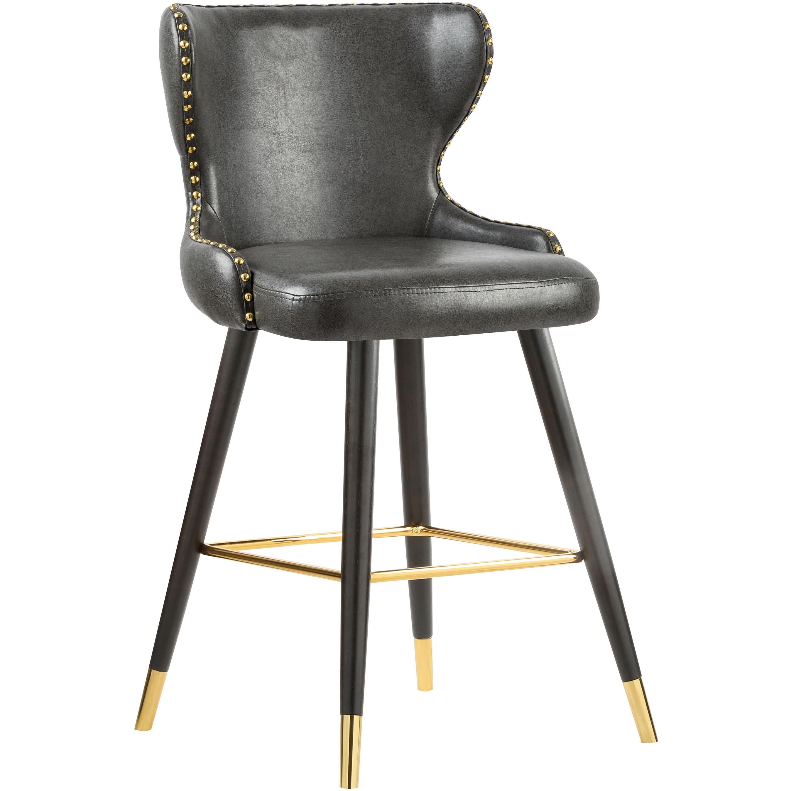 Meridian Hendrix Grey Vegan Leather Counter/Bar Stool