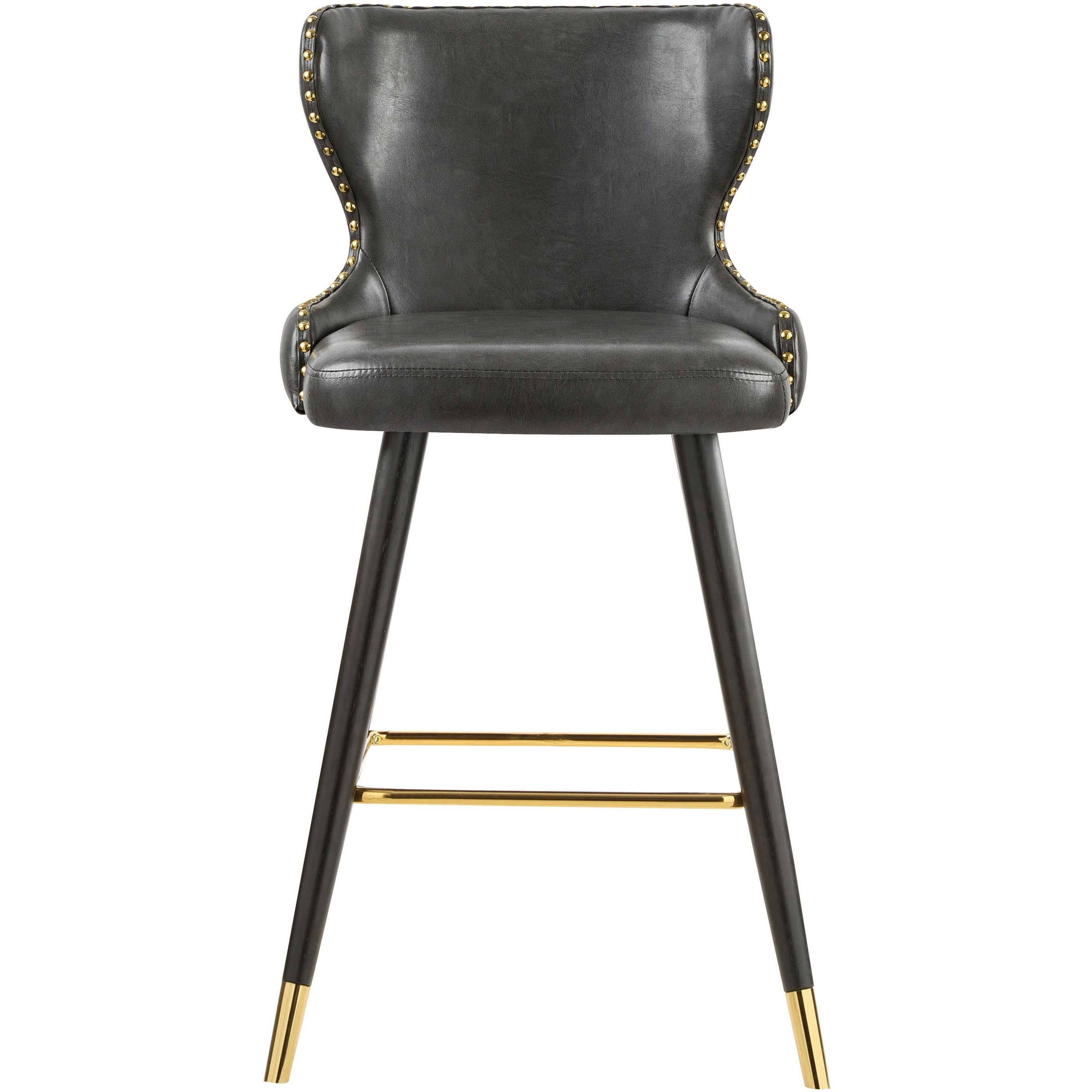 Meridian Hendrix Grey Vegan Leather Counter/Bar Stool