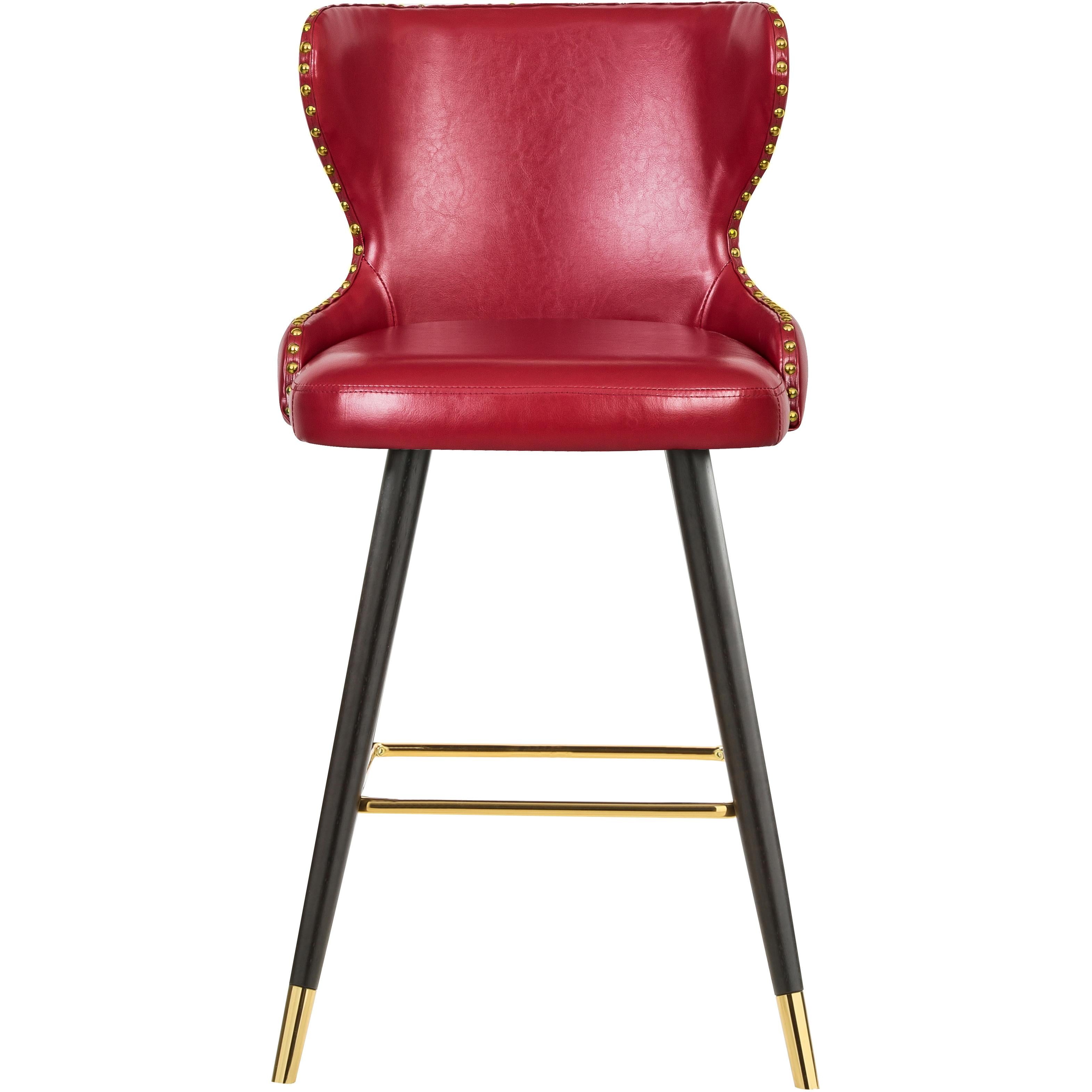 Meridian Hendrix Red Vegan Leather Counter/Bar Stool