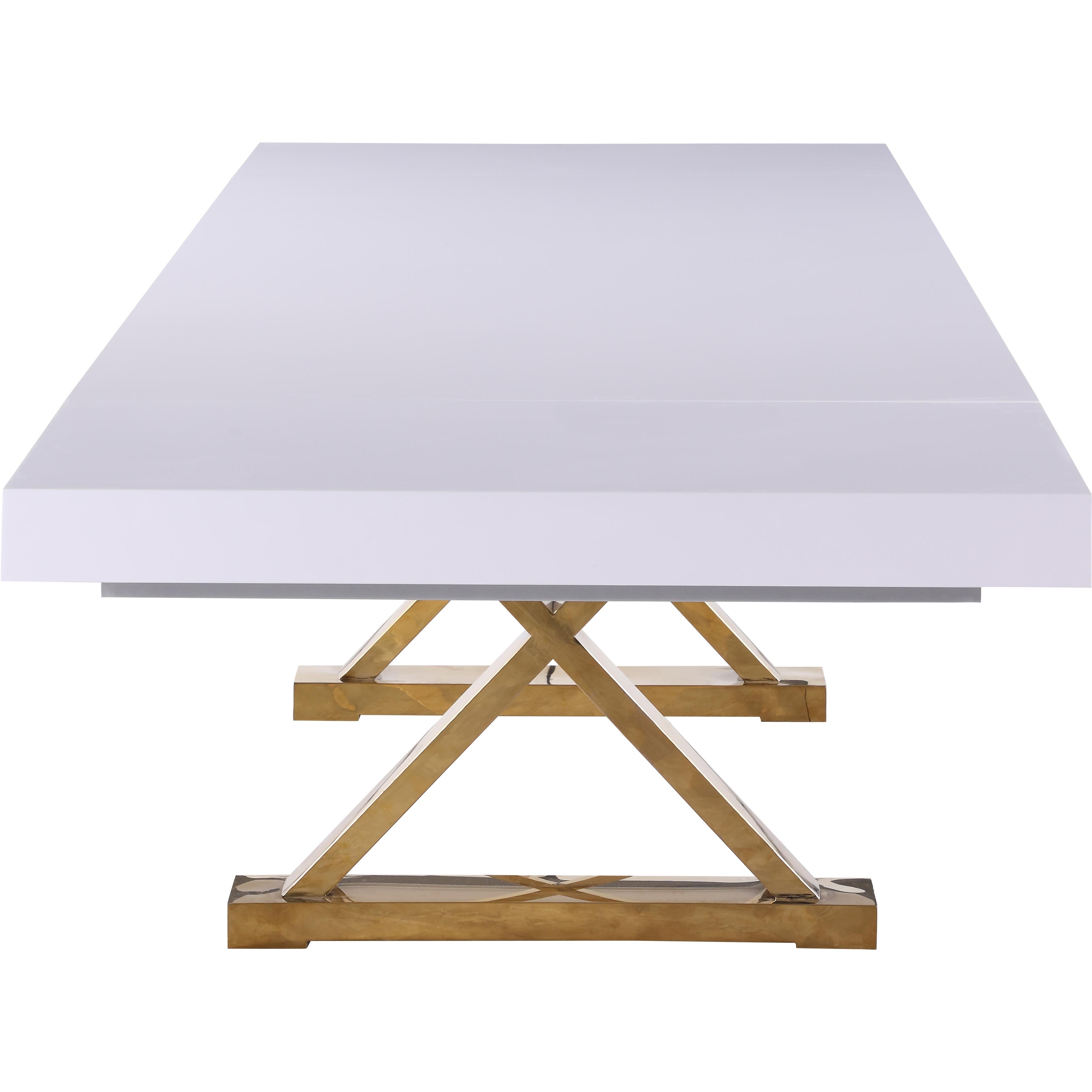 Meridian Excel White Lacquer Extendable Dining Table (3 Boxes)