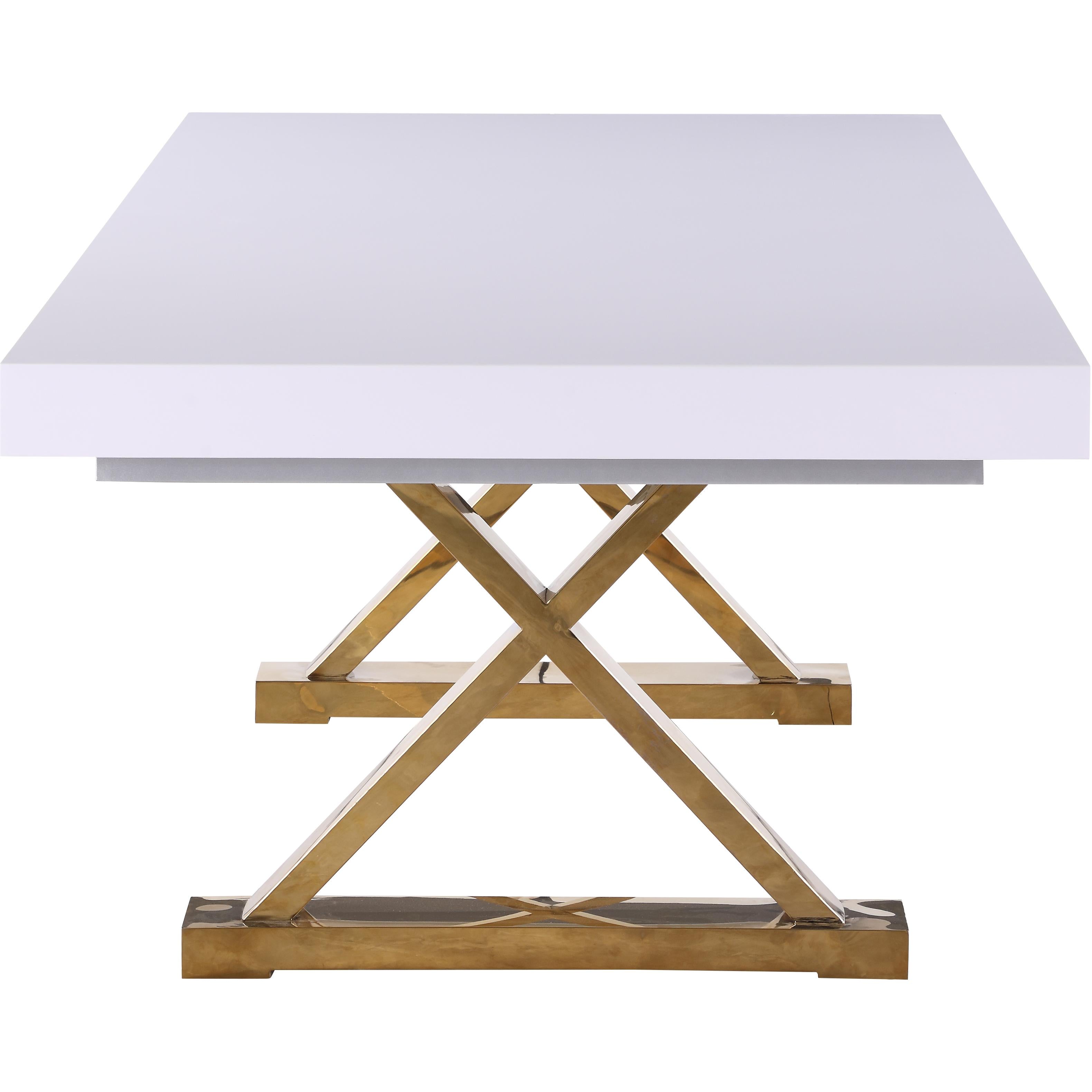 Meridian Excel White Lacquer Extendable Dining Table (3 Boxes)