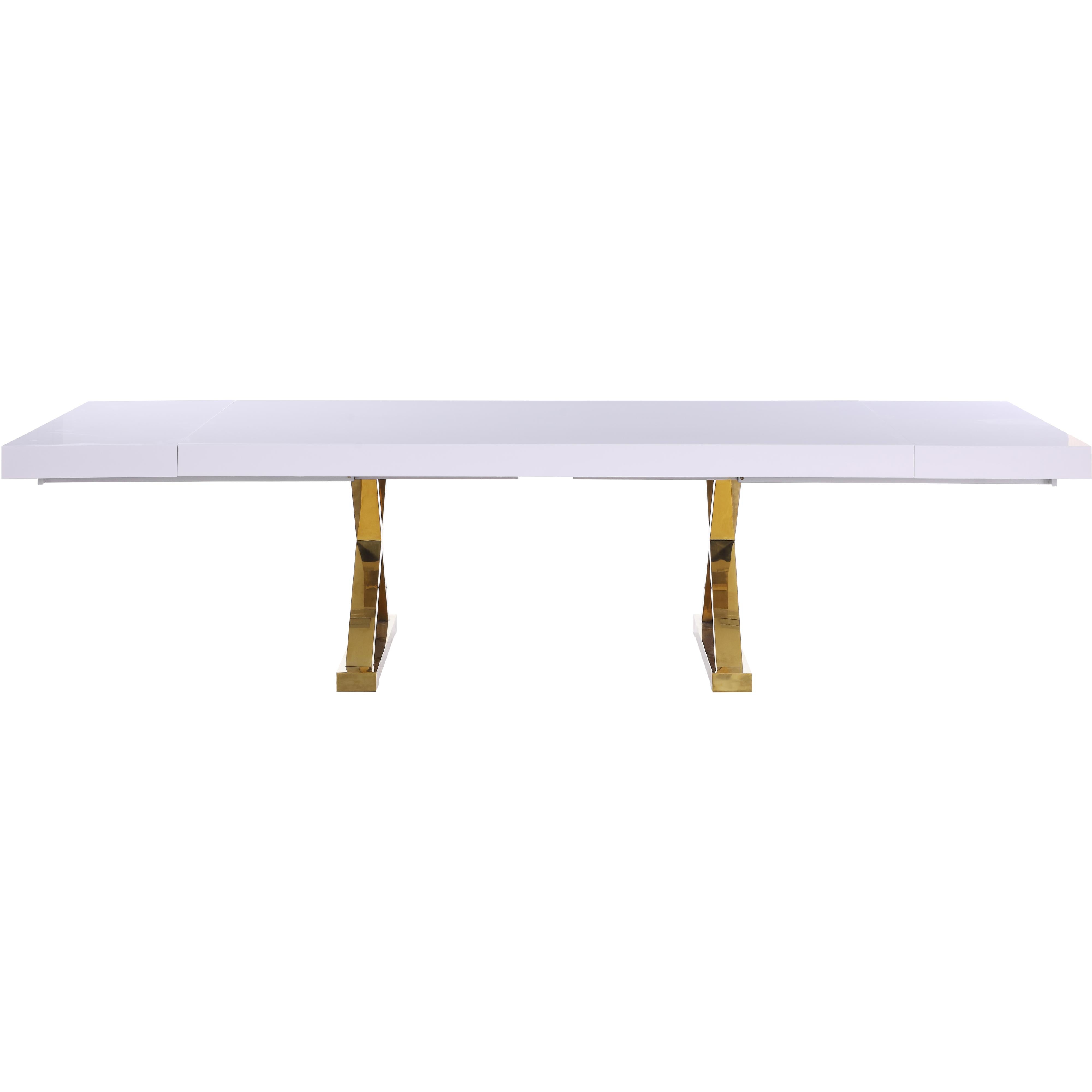Meridian Excel White Lacquer Extendable Dining Table (3 Boxes)