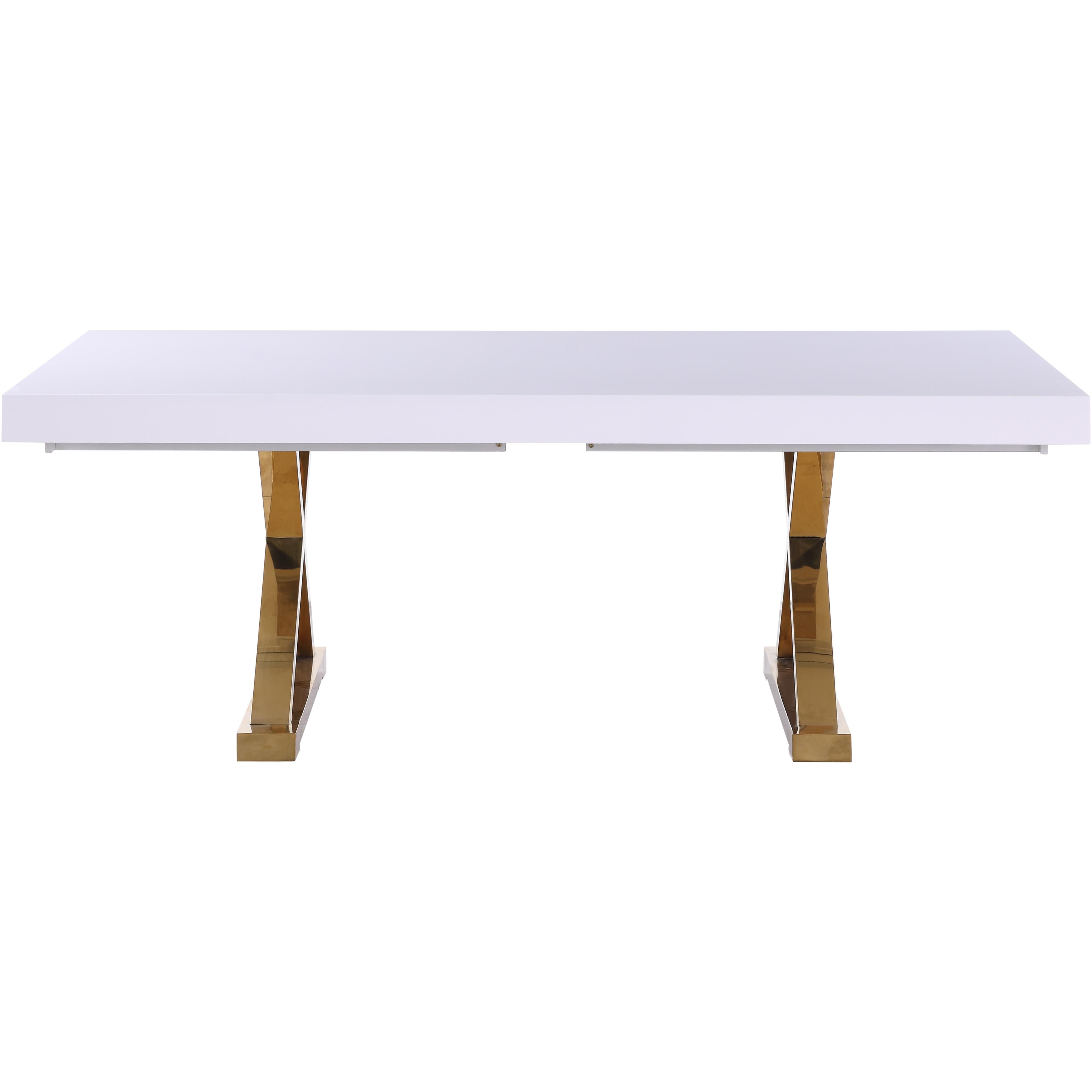 Meridian Excel White Lacquer Extendable Dining Table (3 Boxes)