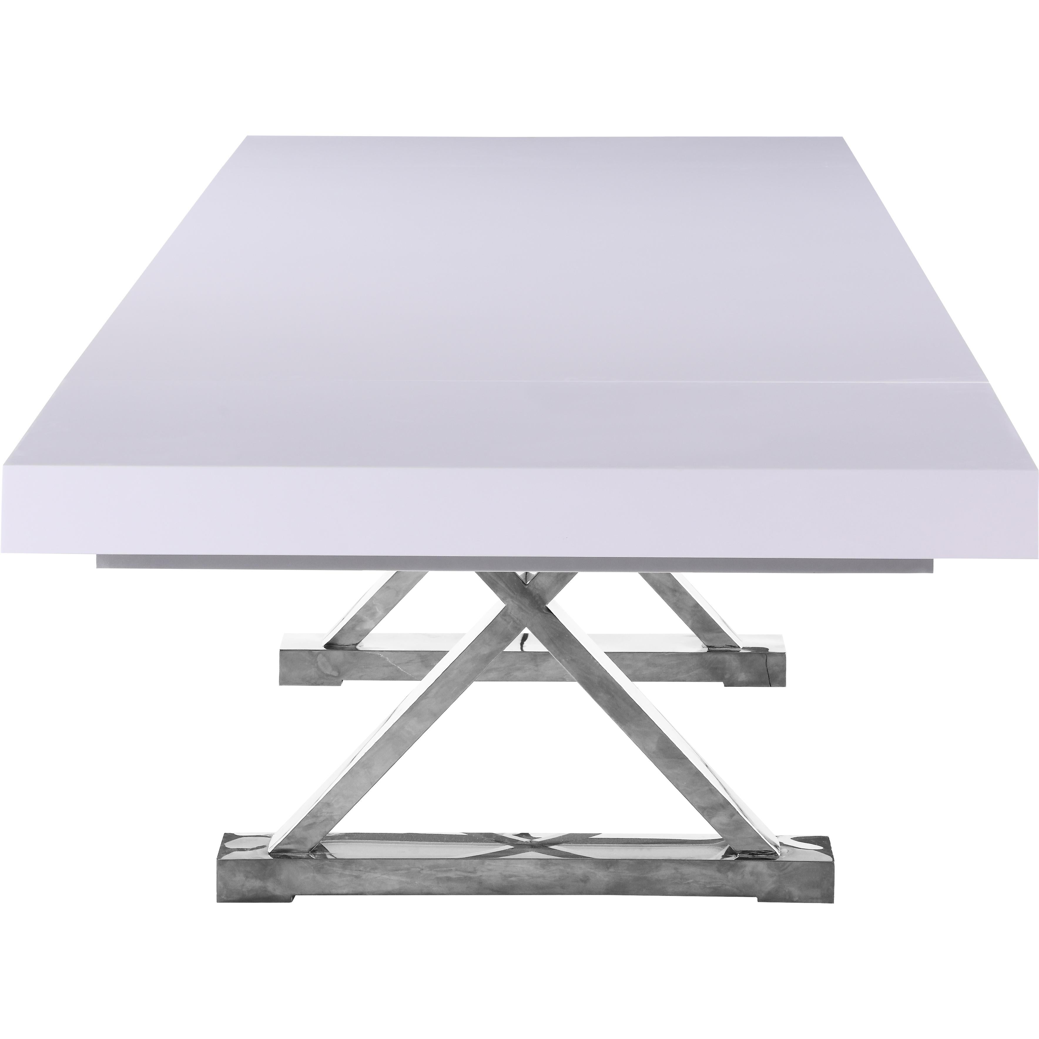 Meridian Excel White Lacquer Extendable Dining Table (3 Boxes)