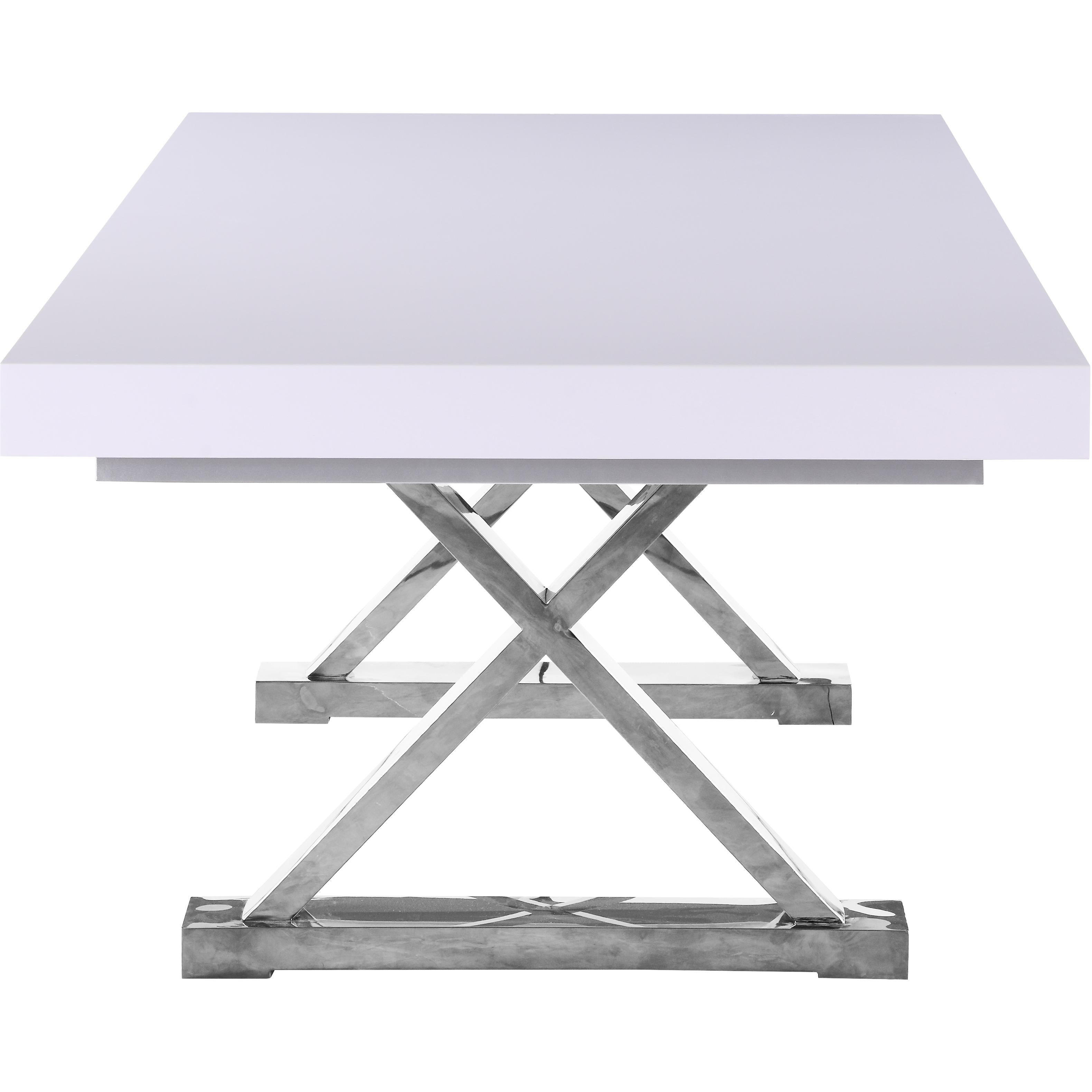 Meridian Excel White Lacquer Extendable Dining Table (3 Boxes)