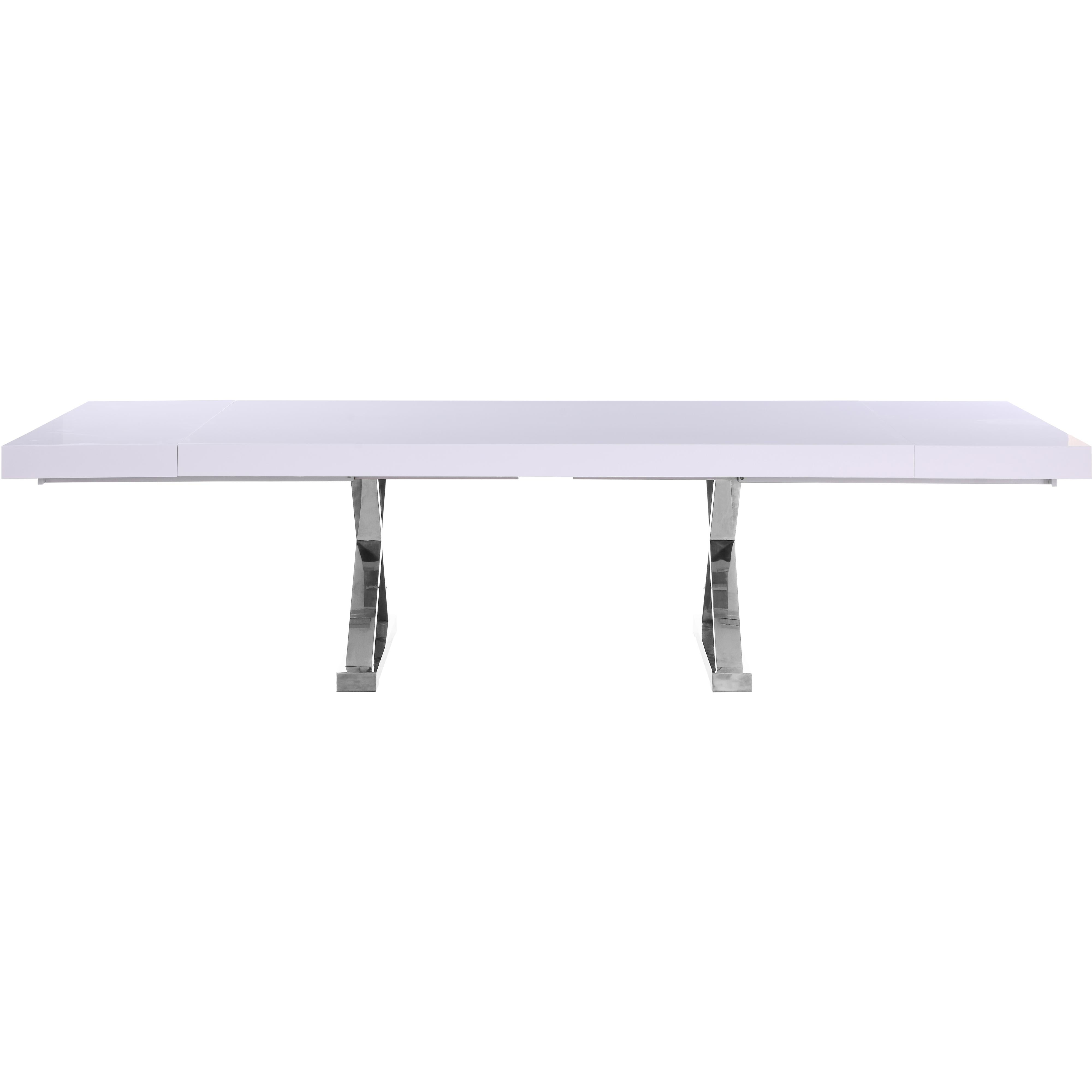 Meridian Excel White Lacquer Extendable Dining Table (3 Boxes)