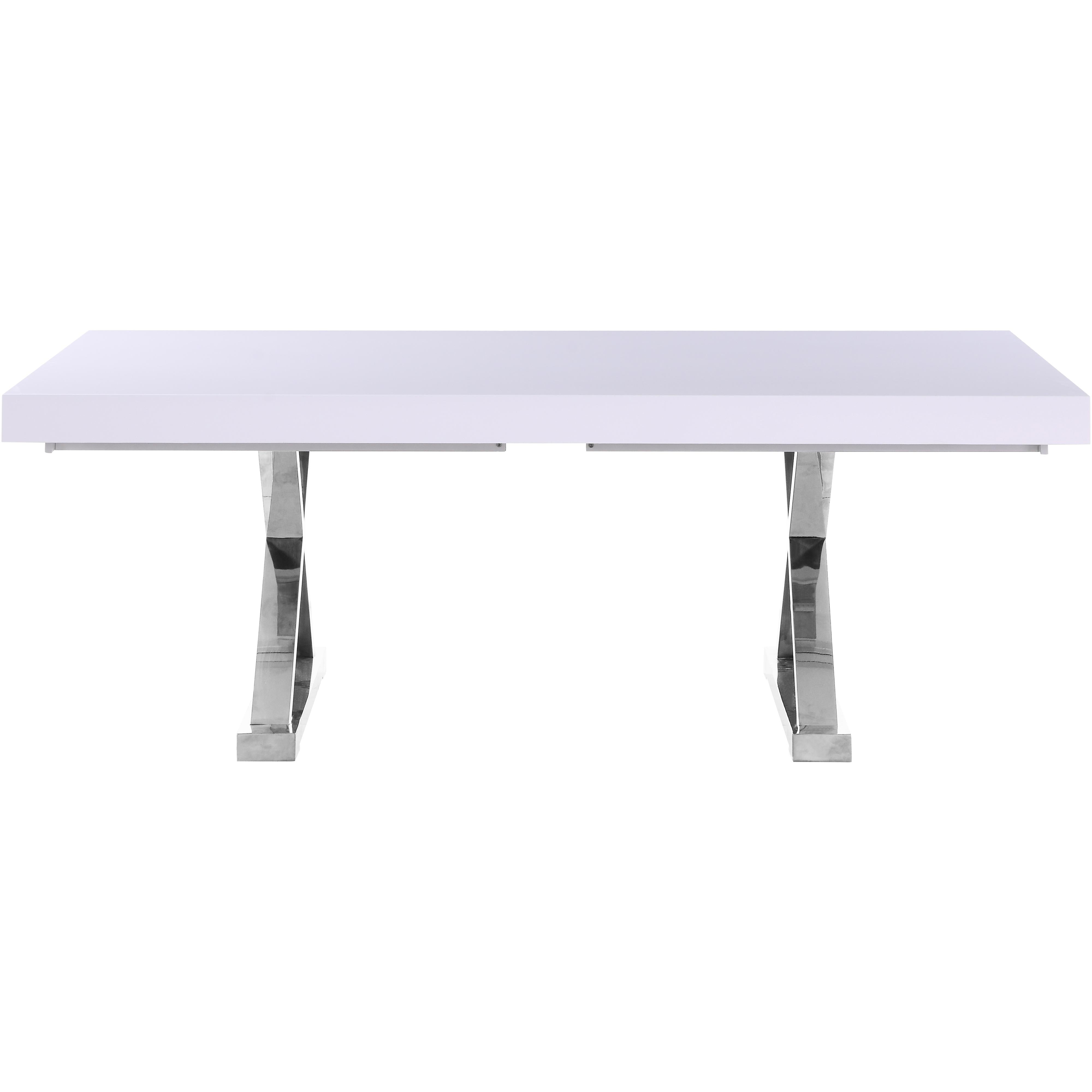Meridian Excel White Lacquer Extendable Dining Table (3 Boxes)