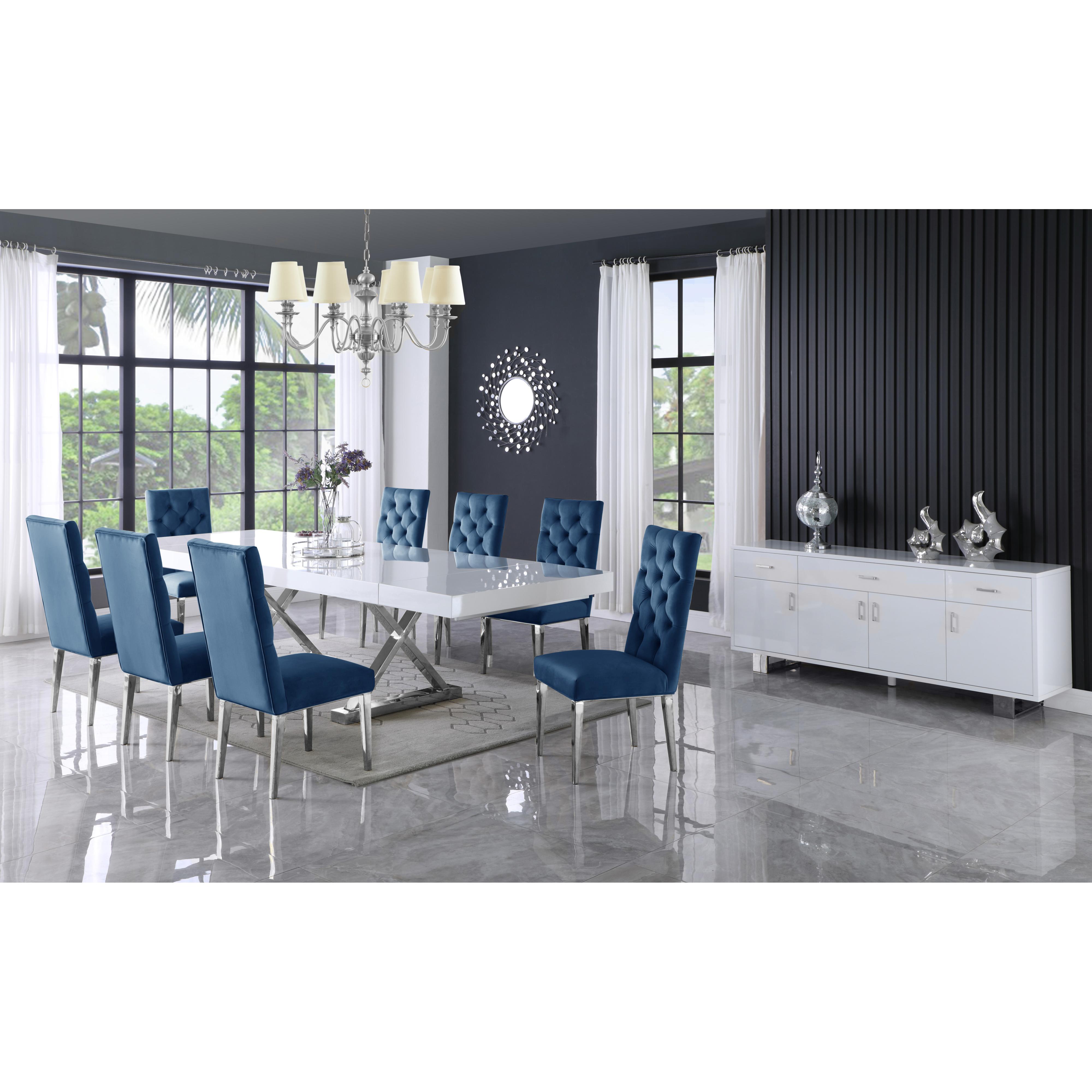 Meridian Excel White Lacquer Extendable Dining Table (3 Boxes)