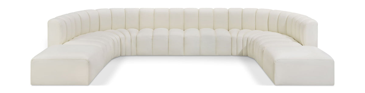 Arc Faux Leather Modular Sectional — 10-Piece Sectional — Cream