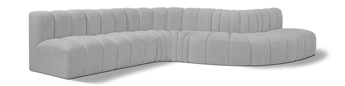 Arc Boucle Modular Sectional — 7-Piece Sofa — Grey