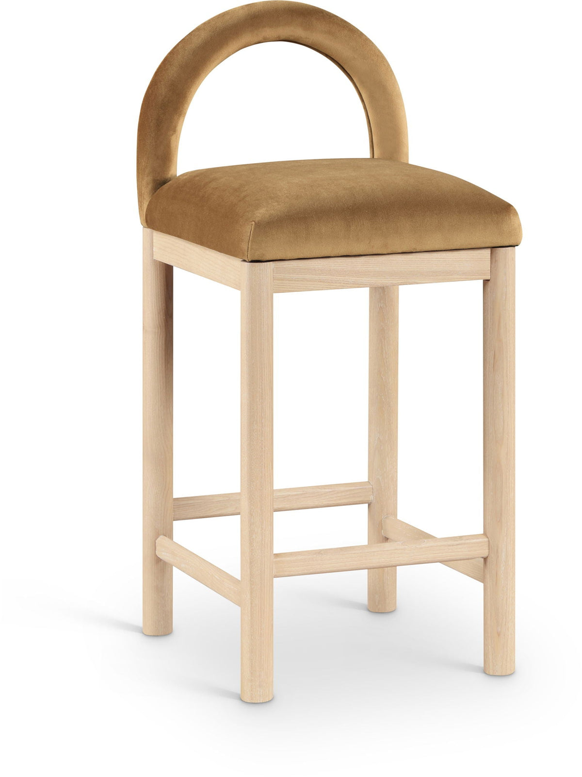 Conrad - Velvet Counter Stool with Natural Legs