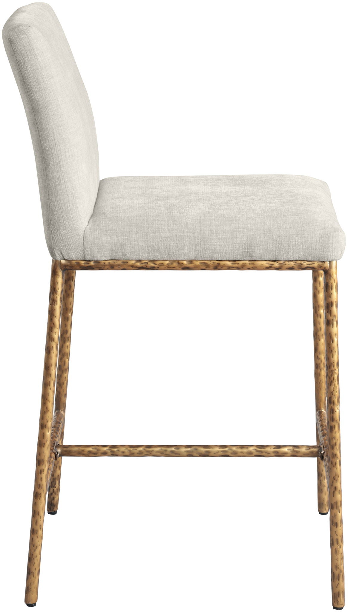 Reeves - Chenille Fabric Upholstered Counter Stool (Set of 2) with Gold Base