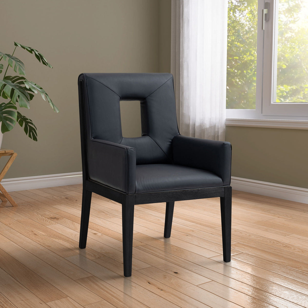 Gwendolyn - Faux Leather Dining Arm Chair with Black Frame