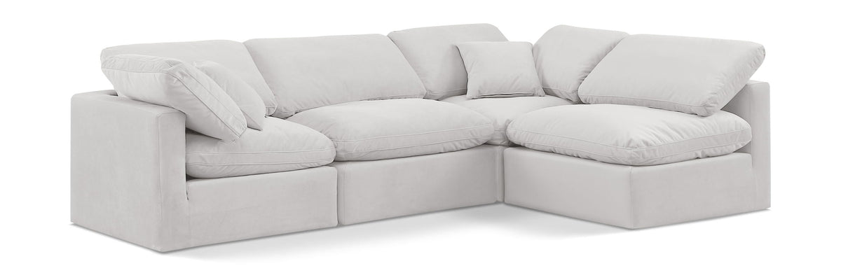 Indulge Velvet Modular Sectional — 4-Piece Sectional — Cream