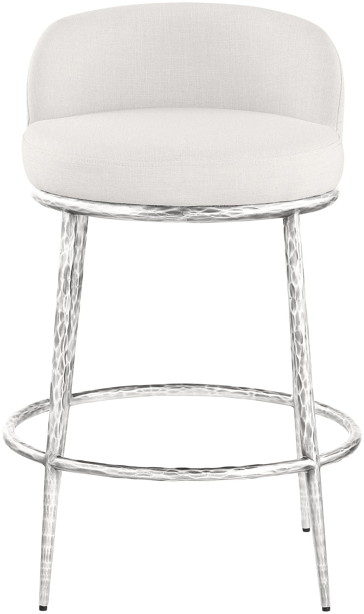 Ferro Upholstered Counter Stool with Brushed Silver Base