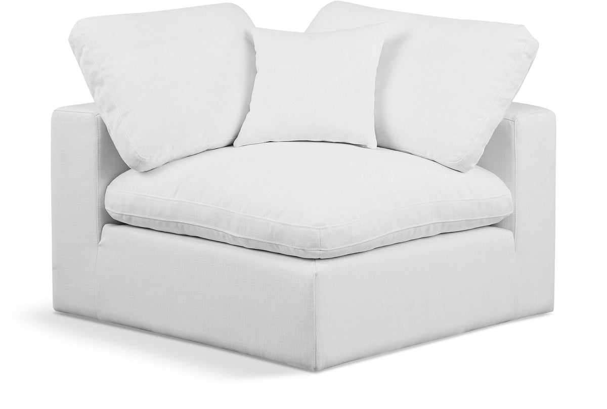 Comfy Linen Modular Sectional — Add-On: Corner Chair — White