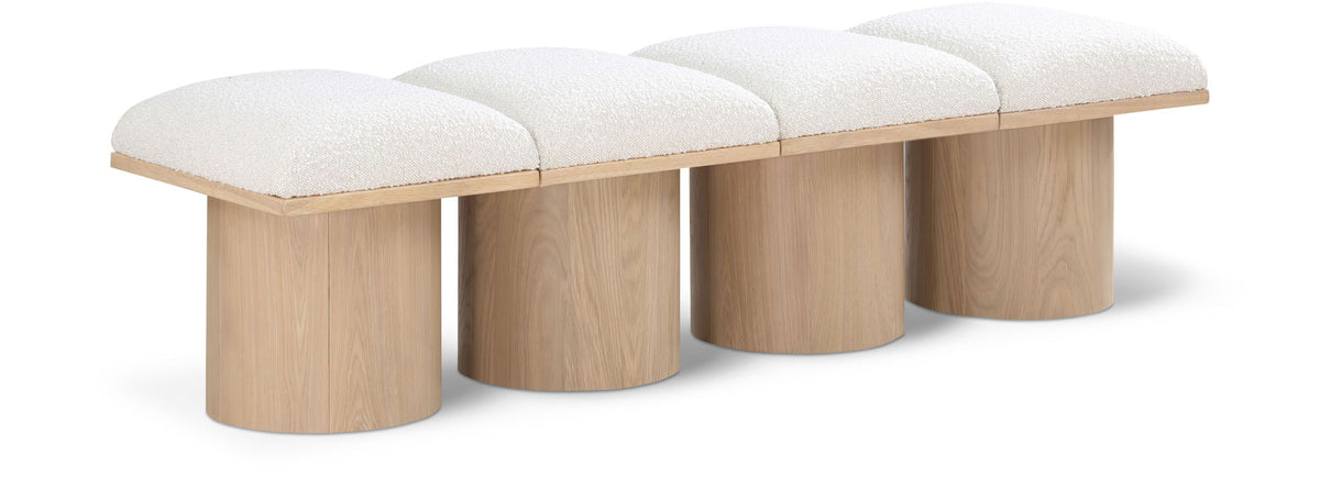 Pavilion Modular Bench 4-Piece Bench, 62"W x 18"D — Cream / Natural Base