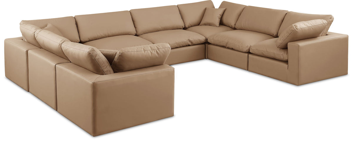 Comfy Faux Leather Modular Sectional — 8-Piece Sectional — Tan