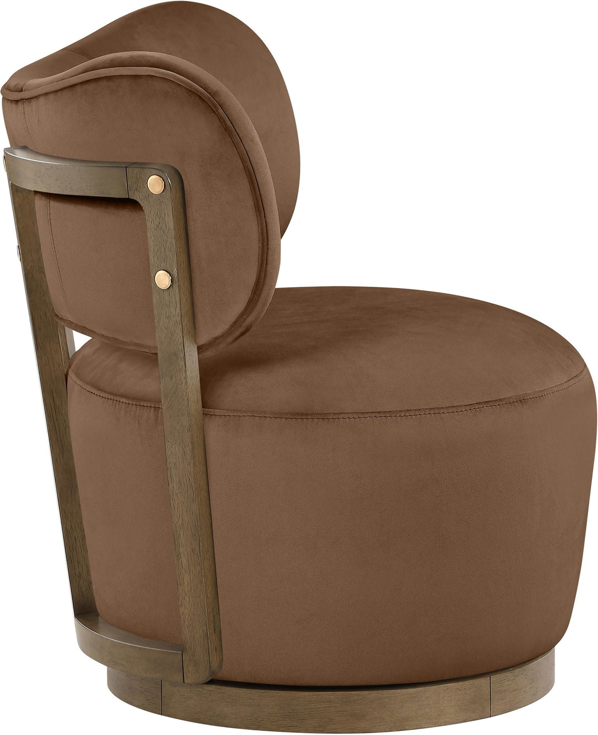 Elara - Velvet Upholstered Swivel Accent Chair with Brown Base
