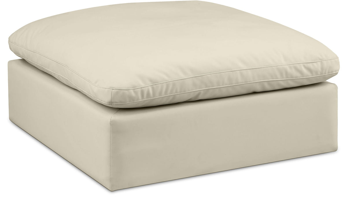 Comfy Faux Leather Modular Sectional — Ottoman — Cream